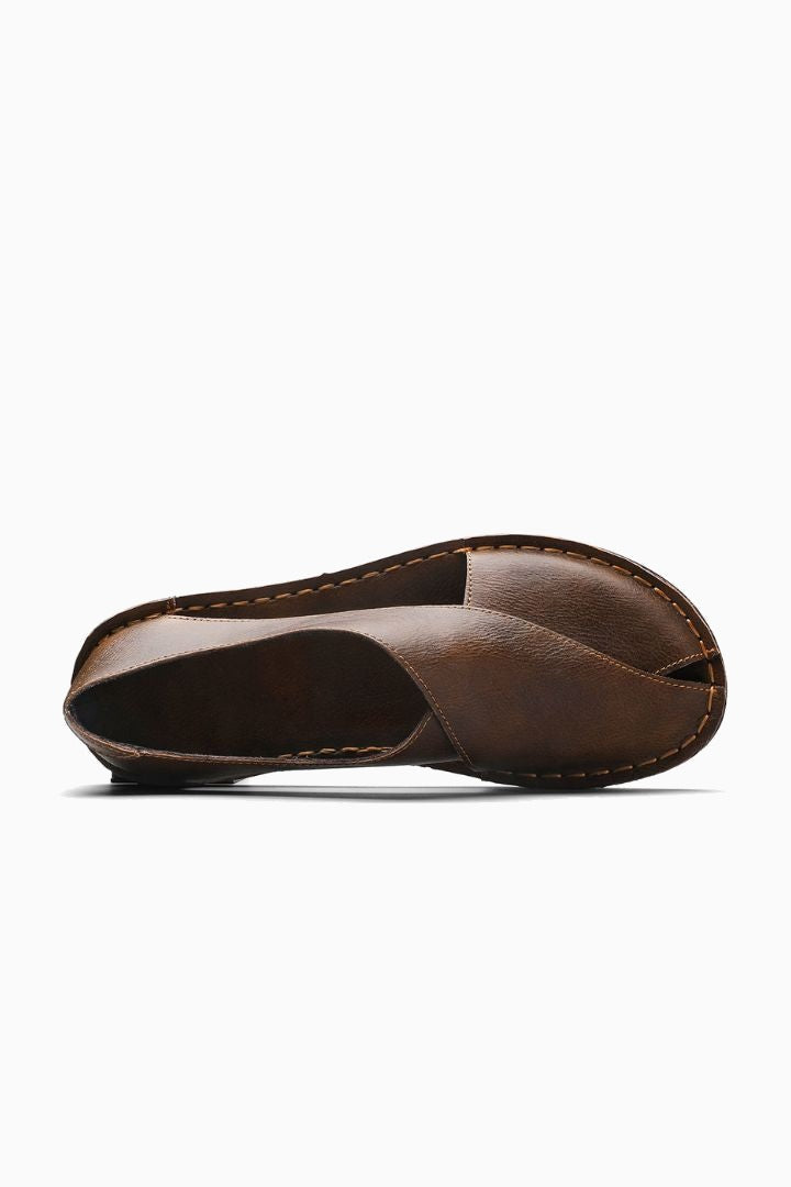 Herresandaler i Brun Læder - Åben Side Stil til Sommer
