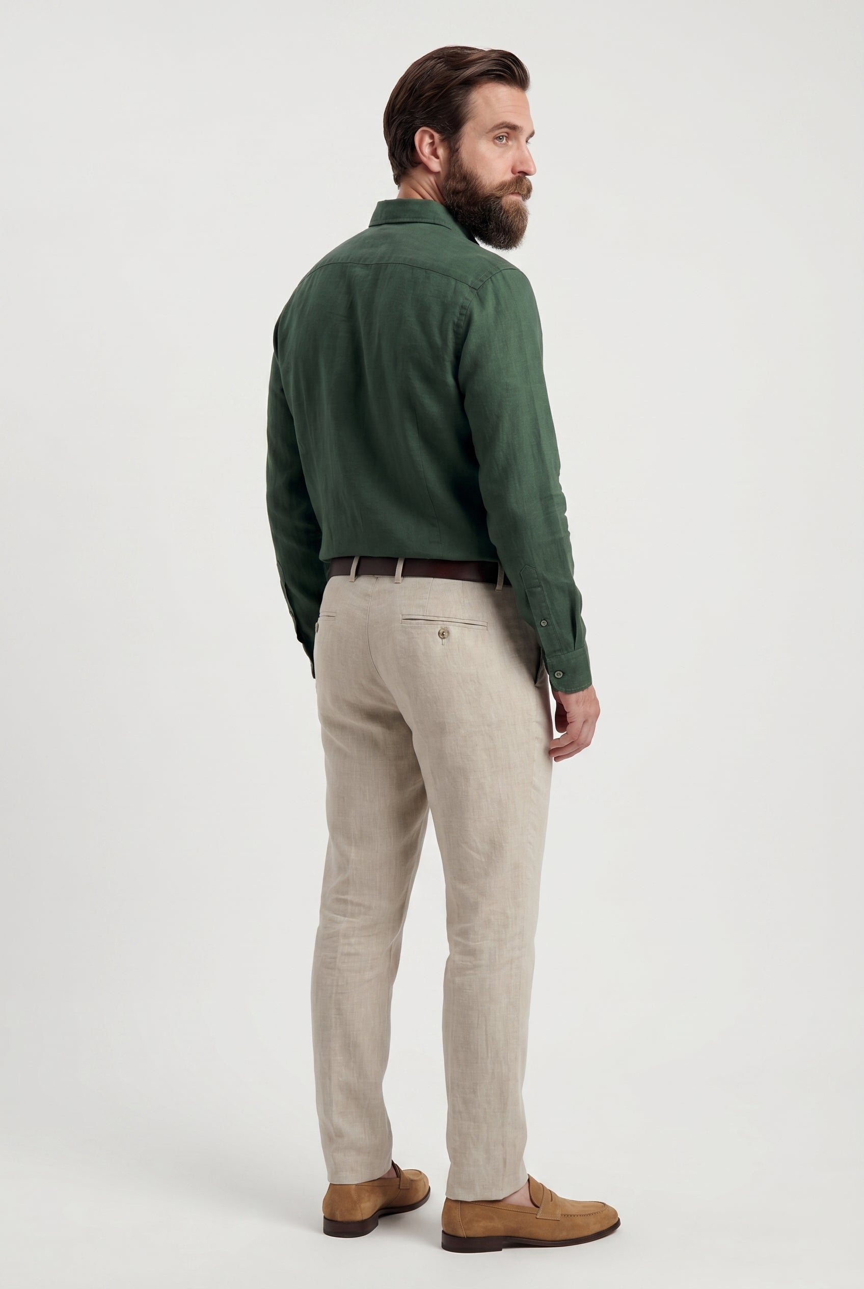 Linskjorte til Mænd - Mørkegrøn - Lin - Regular Fit - frame 3