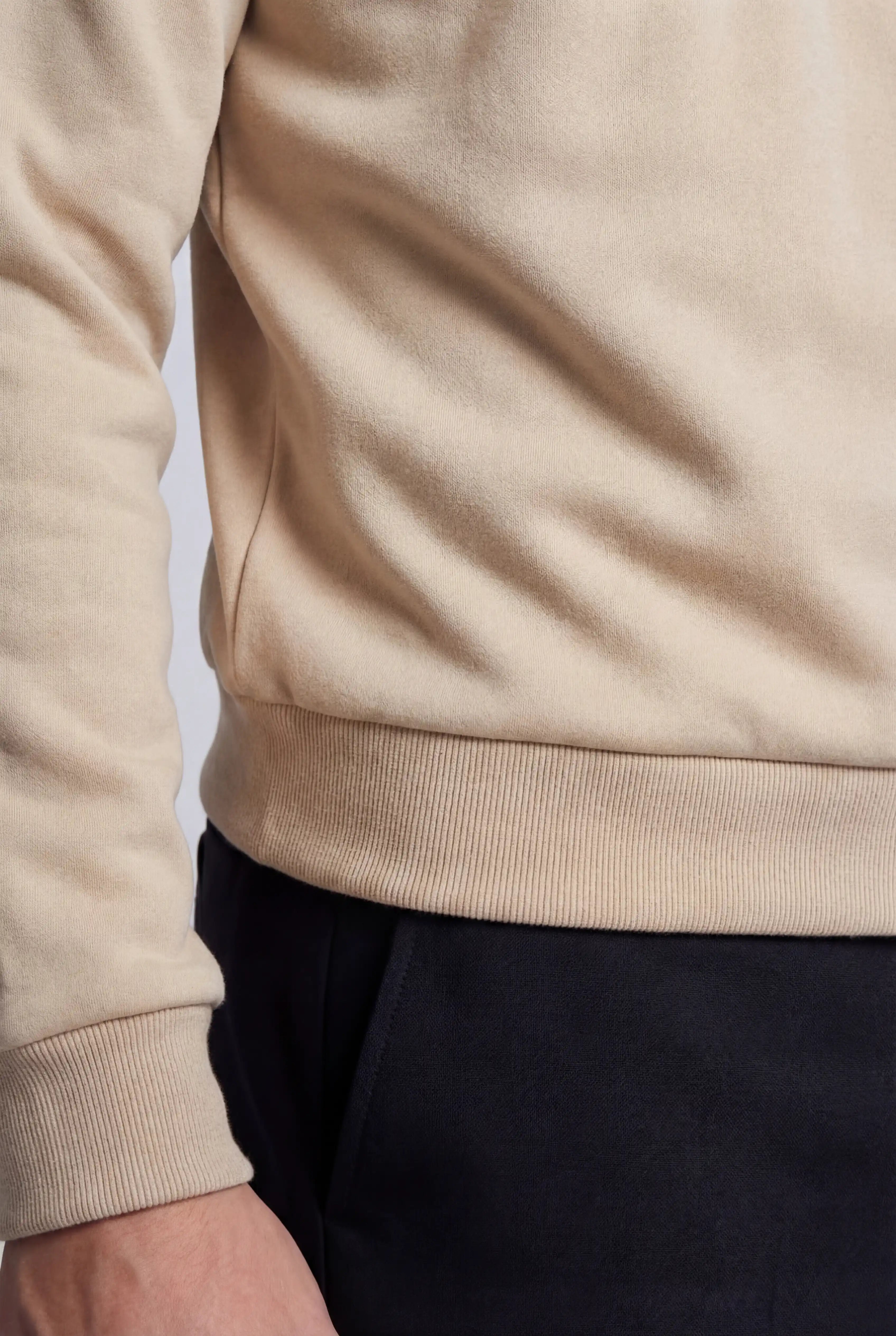 Herre Sweatshirt med Kontrastkrave og Polokrave – Beige