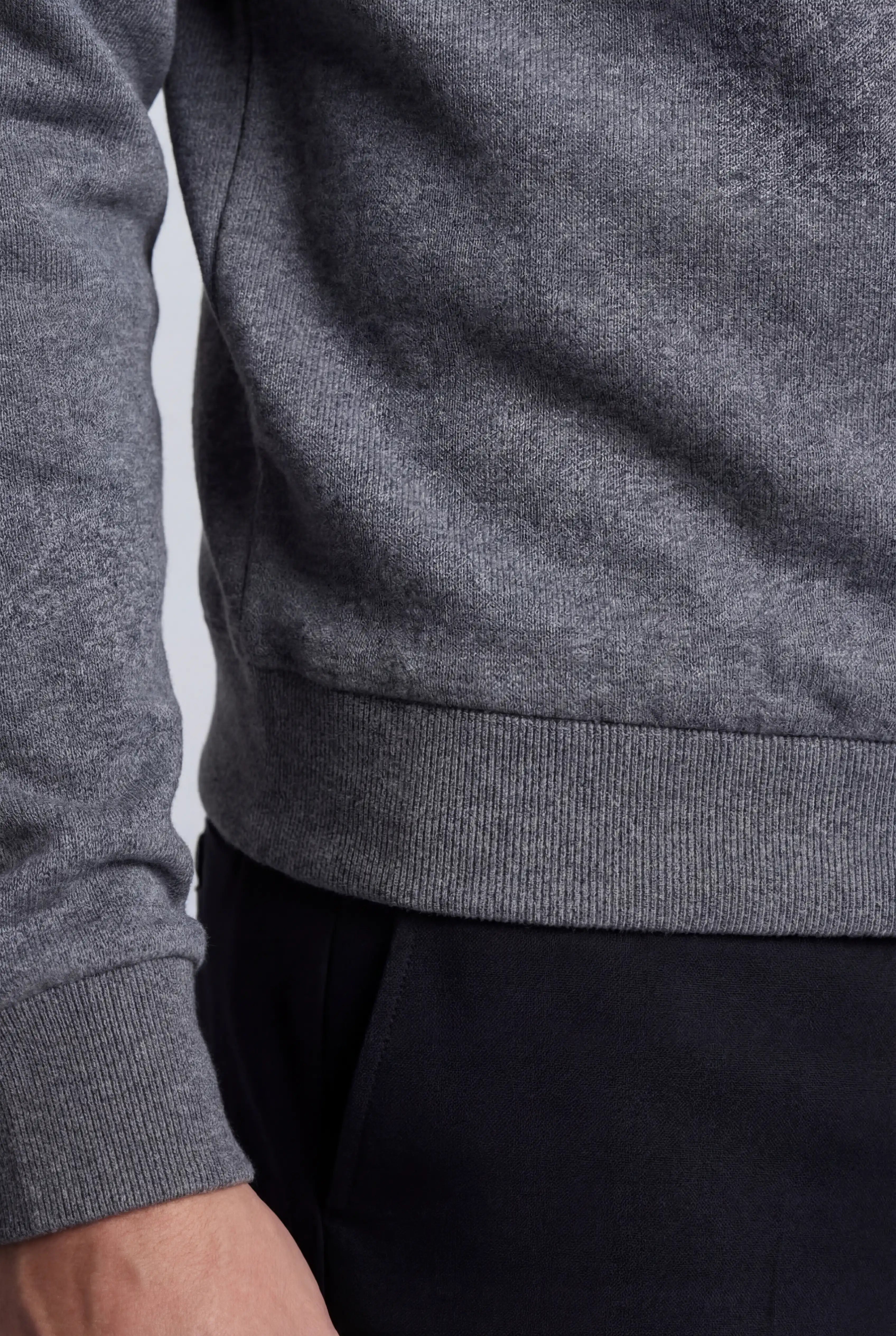 Herre Sweatshirt med Kontrastkrave og Polokrave – Grå melange