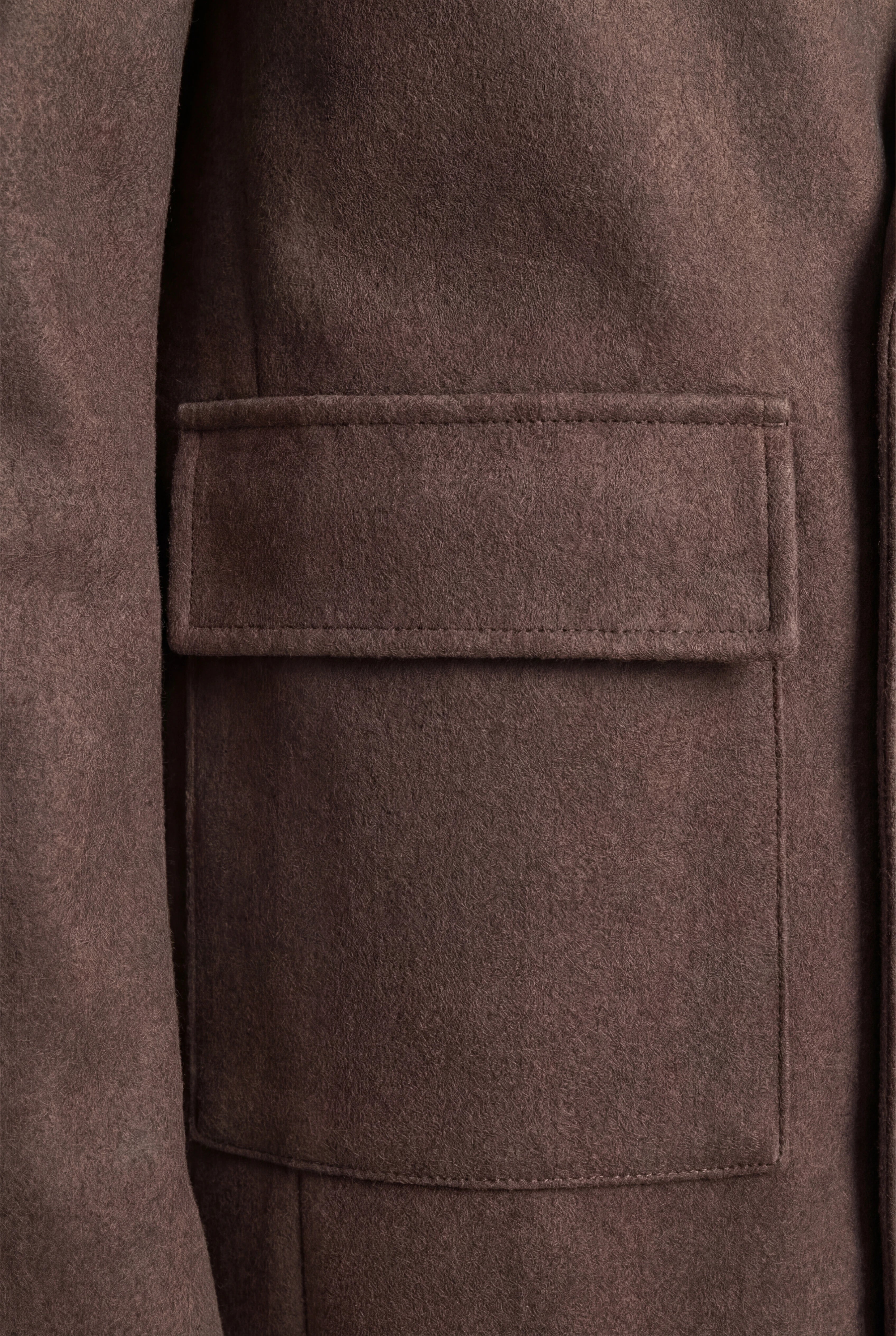 Herre dobbeltbrystet ulden frakke i brun, knælængde