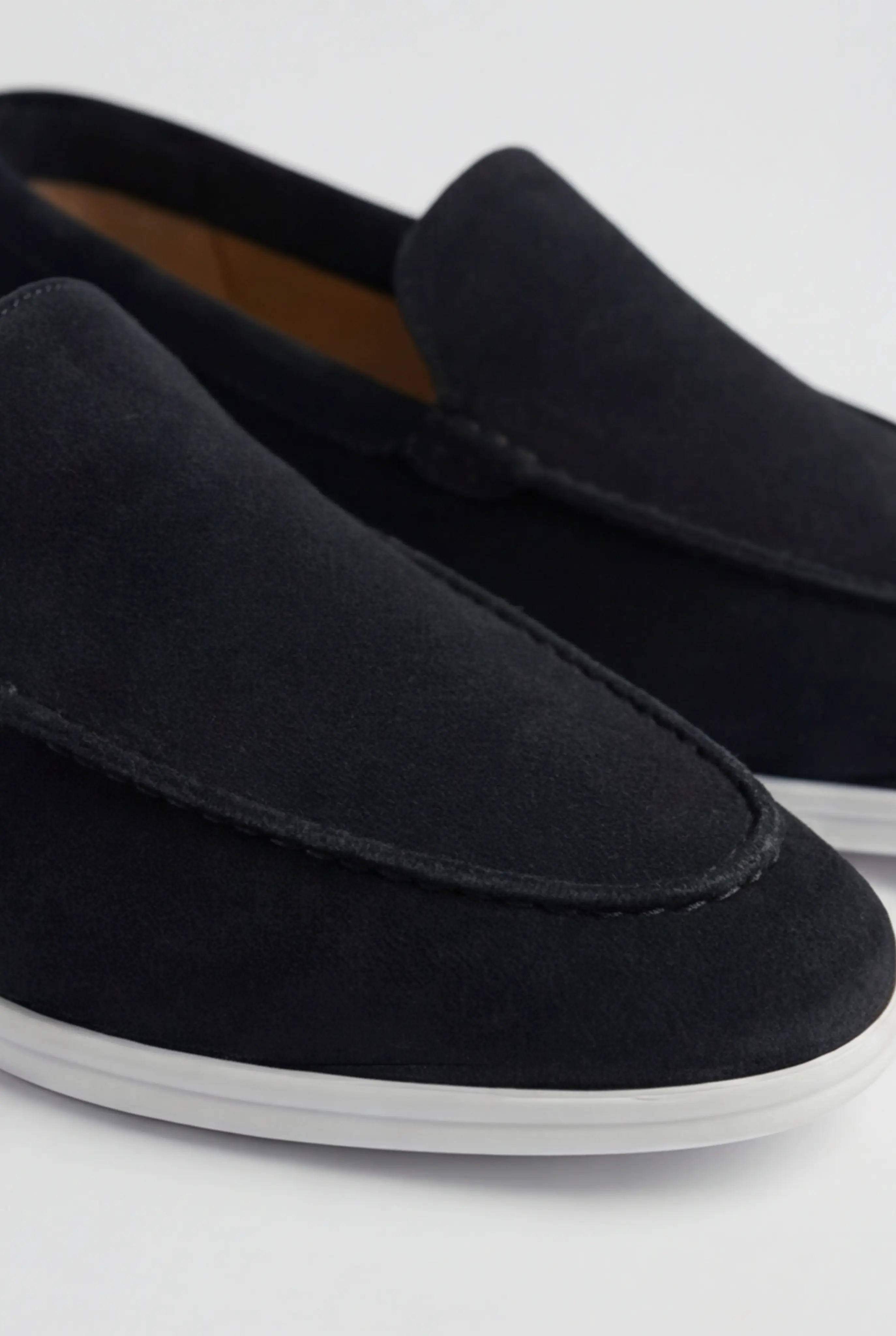 Casual Herre Loafers Slip-On – Sort PU med Ruskindslook