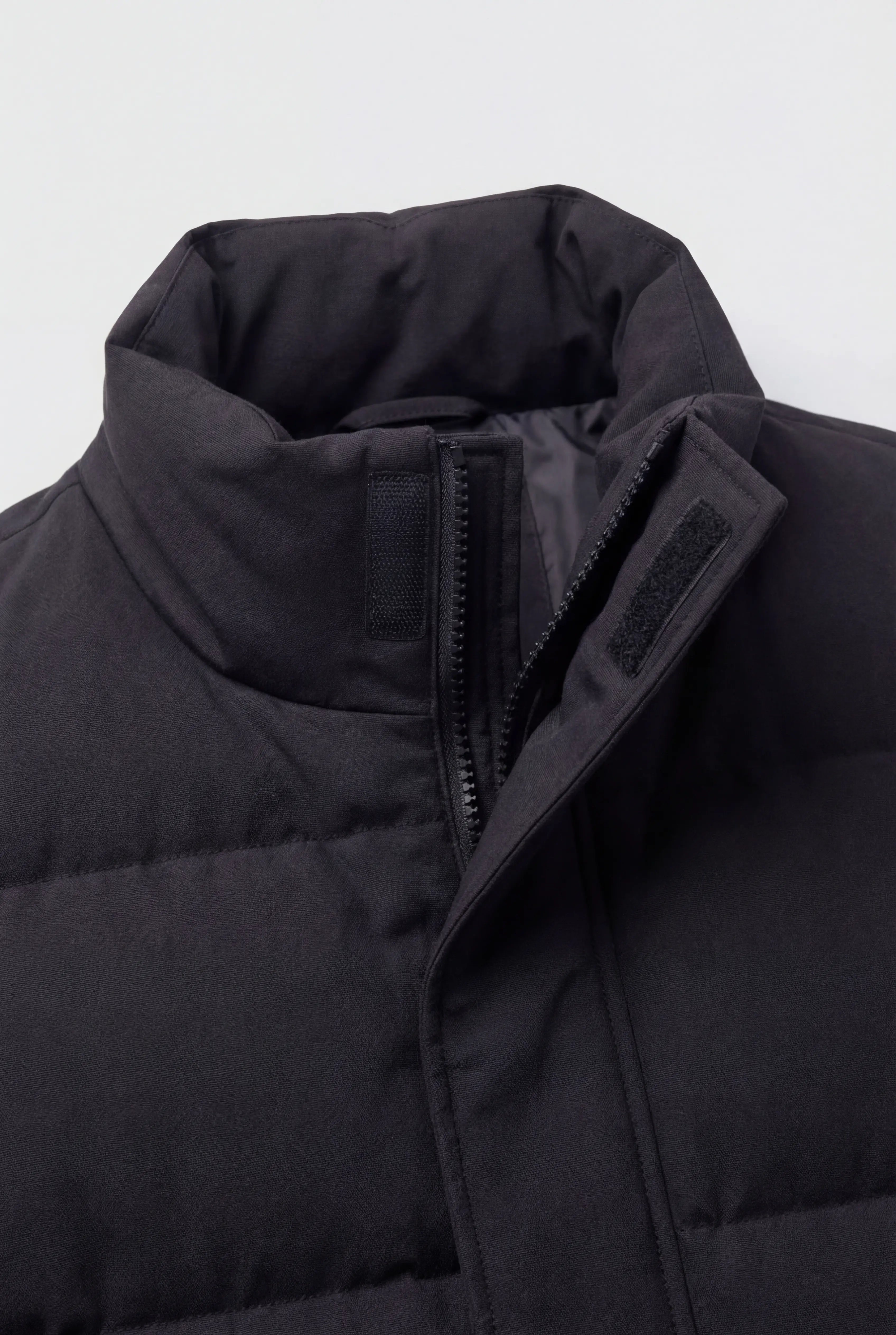 Herre Kort Quiltet Pufferjakke – Sort – Oversized Pasform