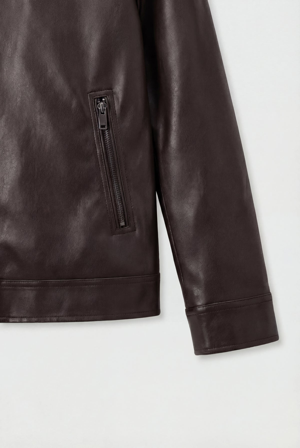 Herrejakke med læderlook og lynlåslukning - Mørkebrun - Jakker - Valmont Wear