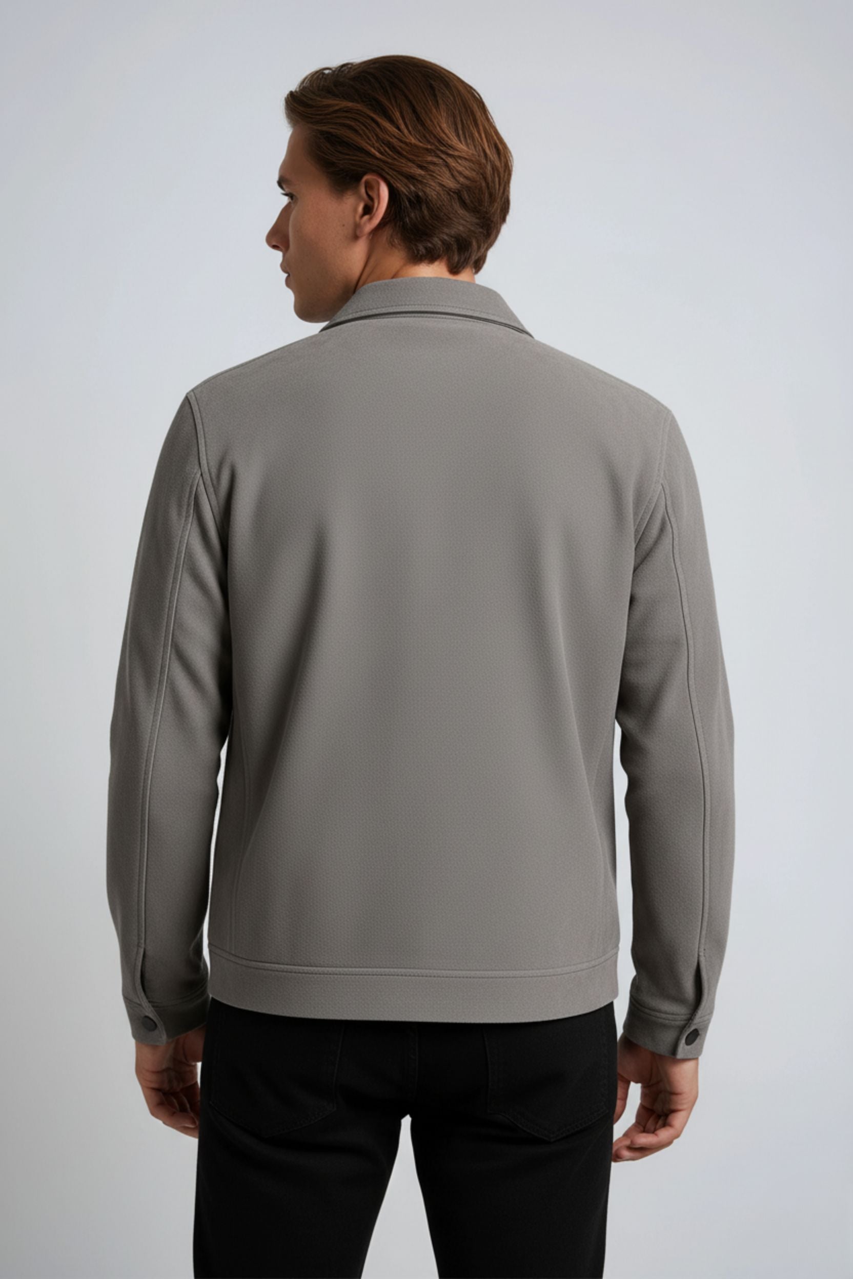Grå Suede Jakke til Mænd – Moderne Casual Jakke - - Jakker - Valmont Wear