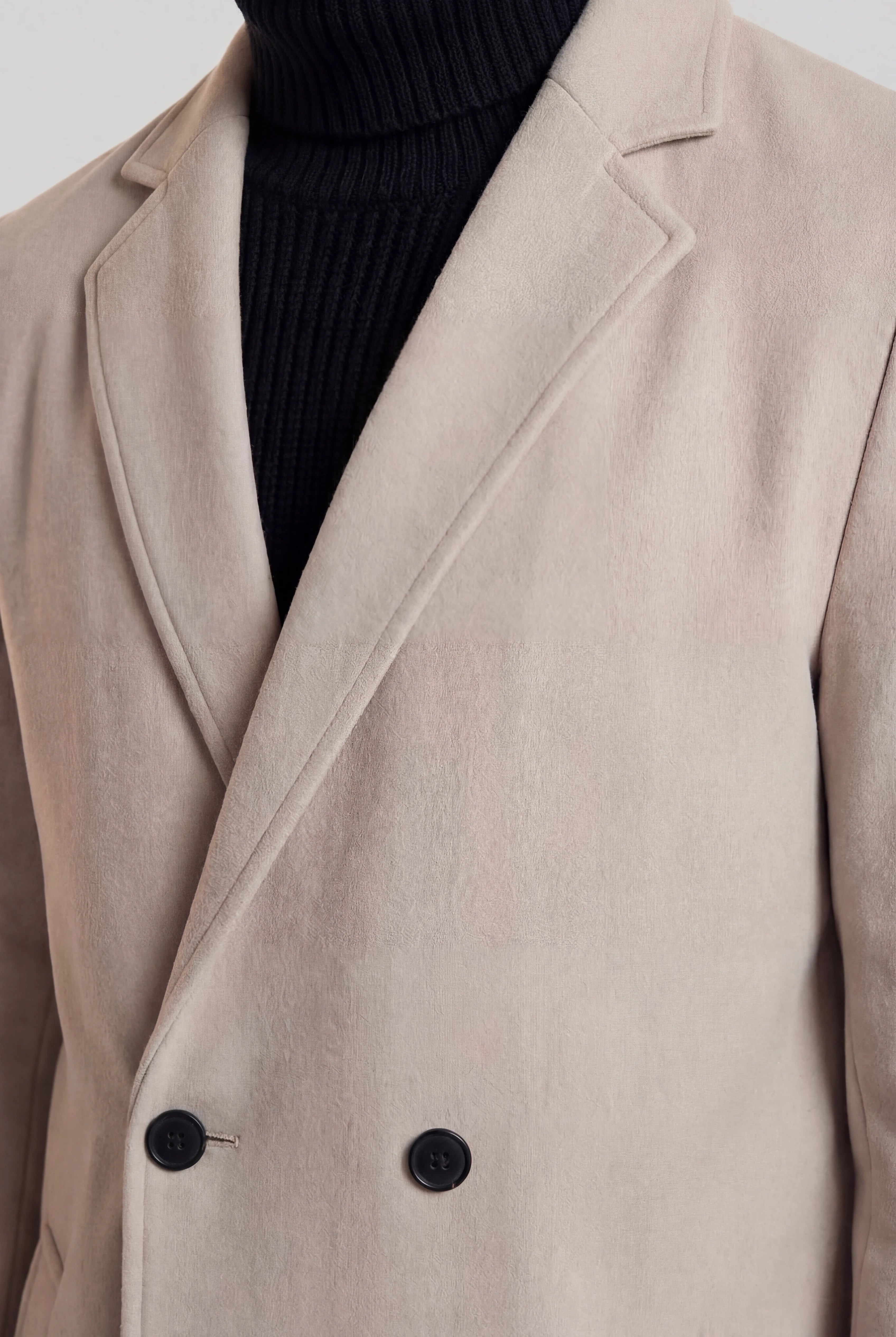 Varm Oatmeal Herrefrakke med Dobbelt Knaplukning