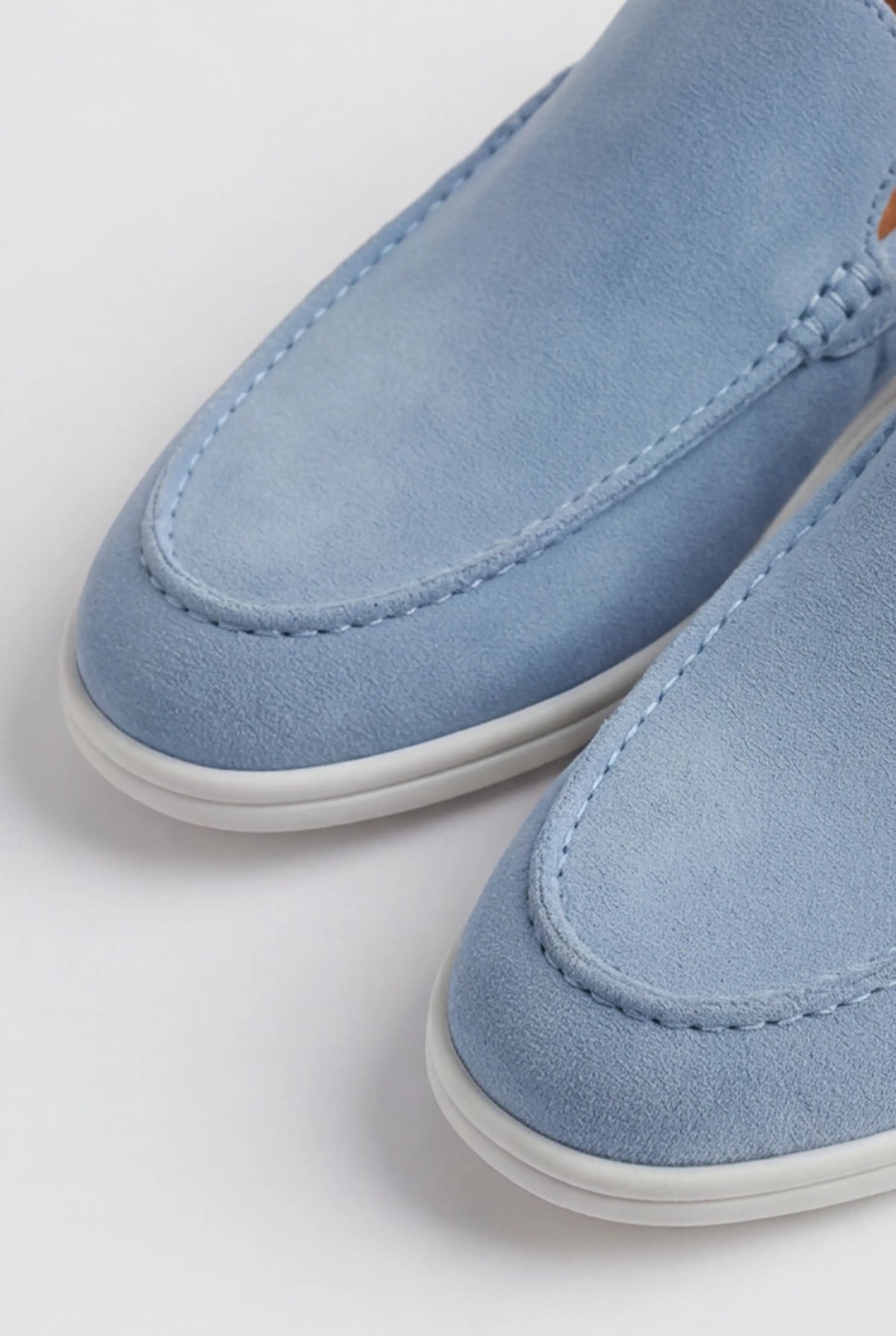 Casual Herre Loafers Slip-On - Lyseblå PU med Ruskindslook - Lyseblå - Loafers - Valmont Wear