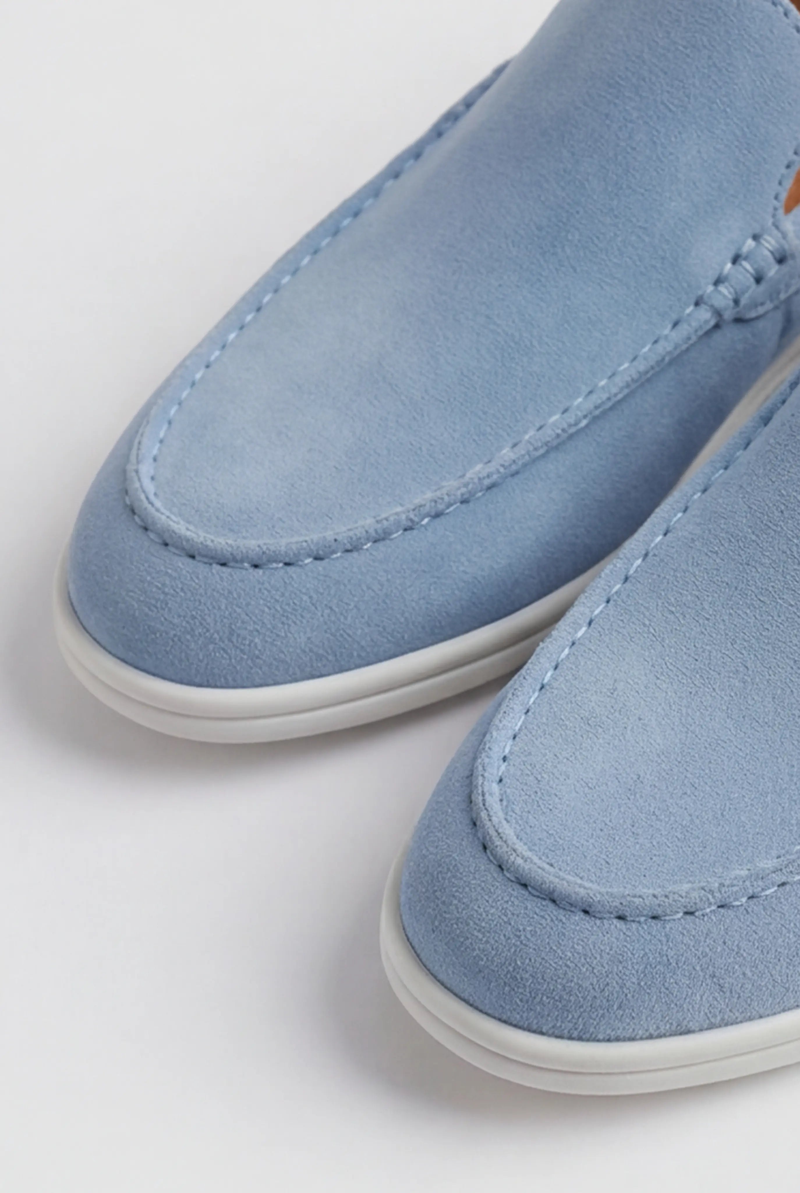 Casual Herre Loafers Slip-On – Lyseblå PU med Ruskindslook