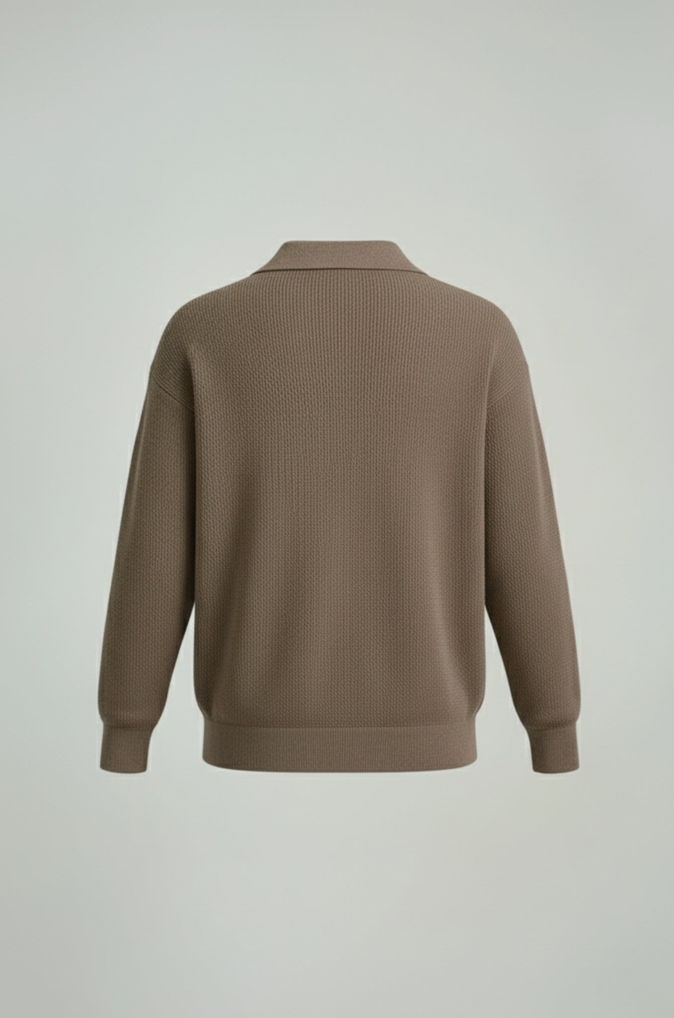 Herrestrikskjorte med lange ærmer og reverskrave – Taupebrun – Regular Fit - - Sweatre - Valmont Wear