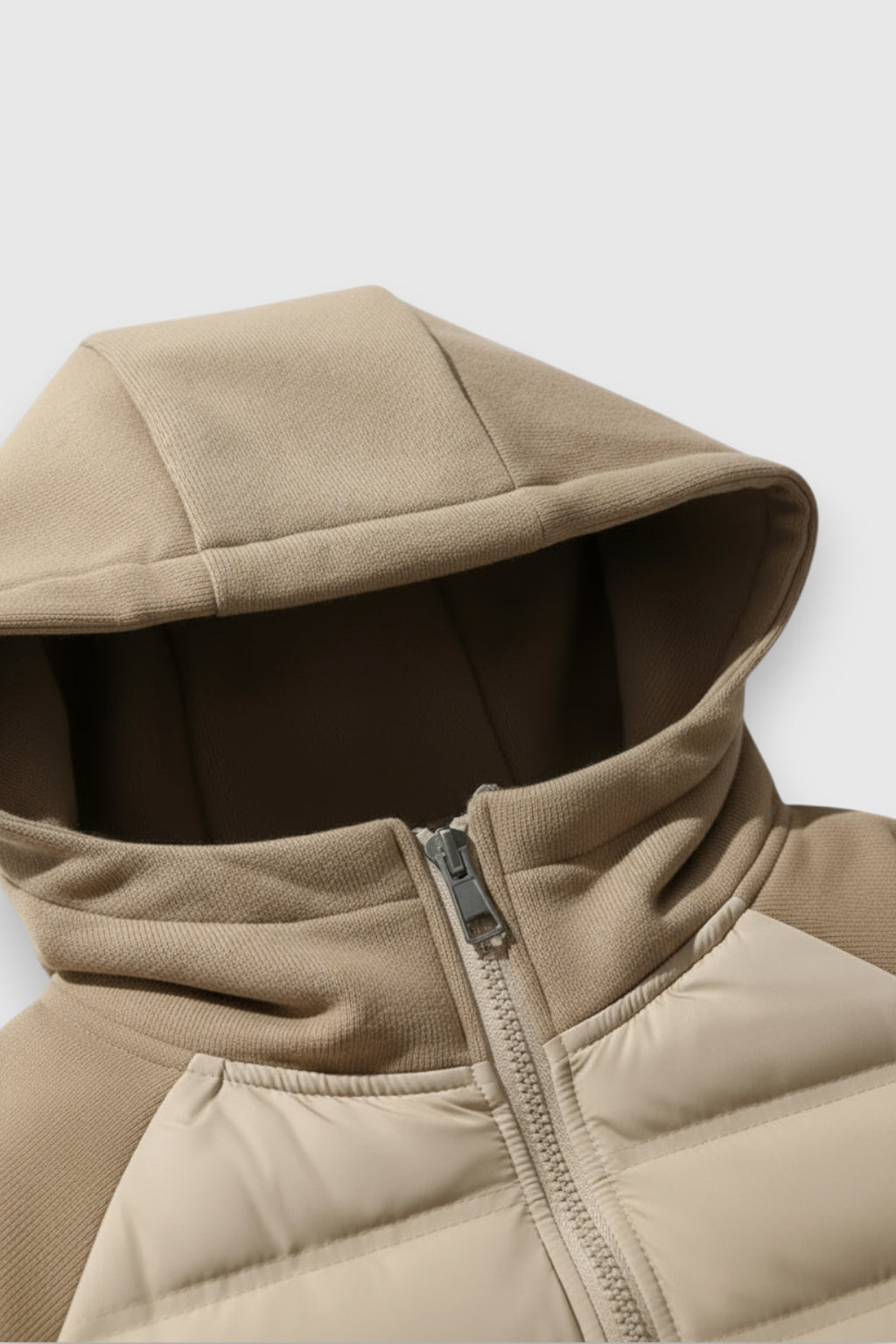 Løs pasform hættejakke med dun - Khaki Beige - Jakker - Valmont Wear