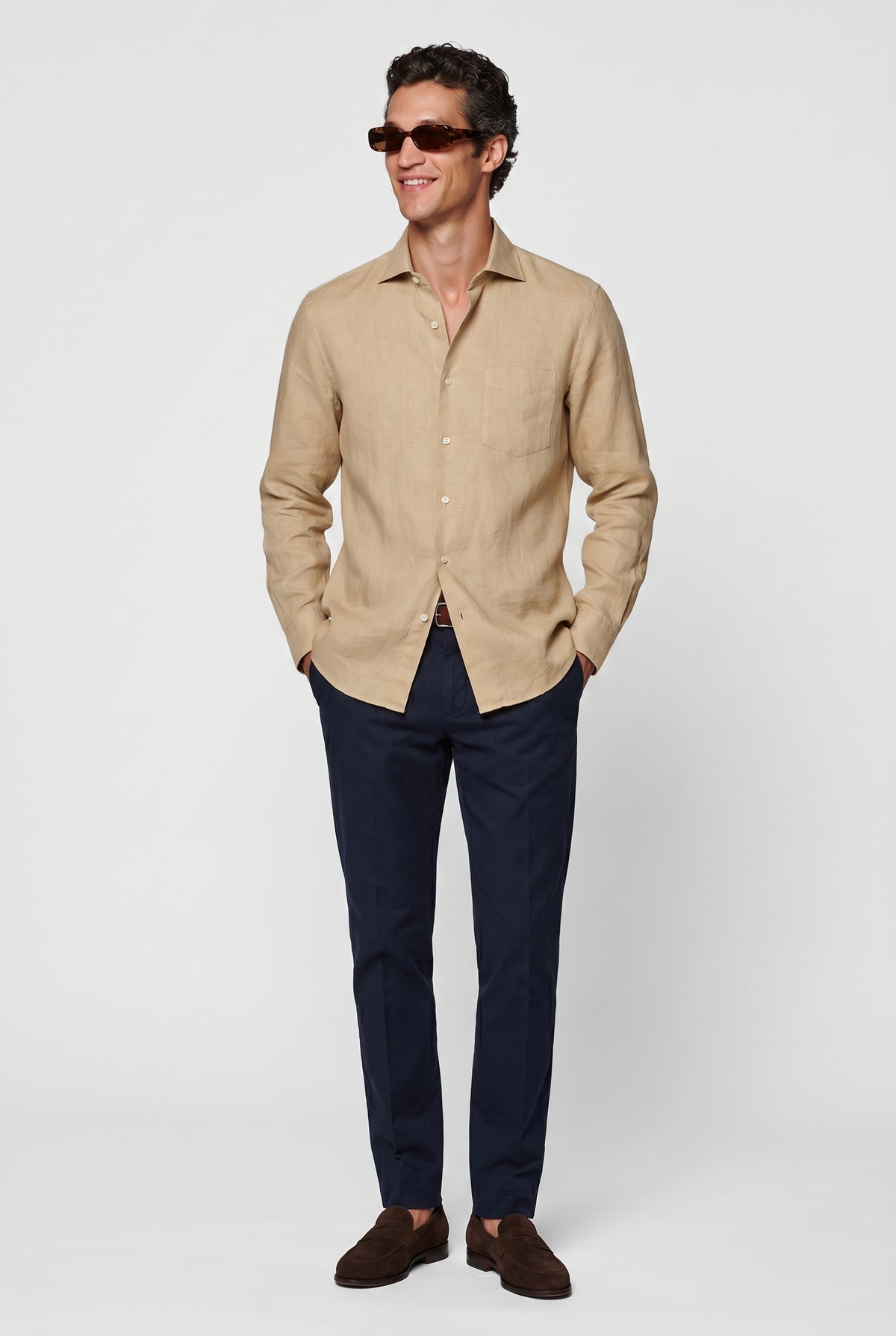 Linskjorte til Mænd - Sand - Lin - Regular Fit - frame 2