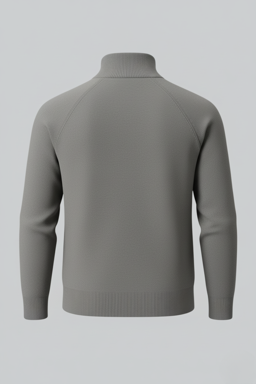Herre Half-Zip Striktrøje med Ståkrave – Grå - - Striktrøje - Valmont Wear