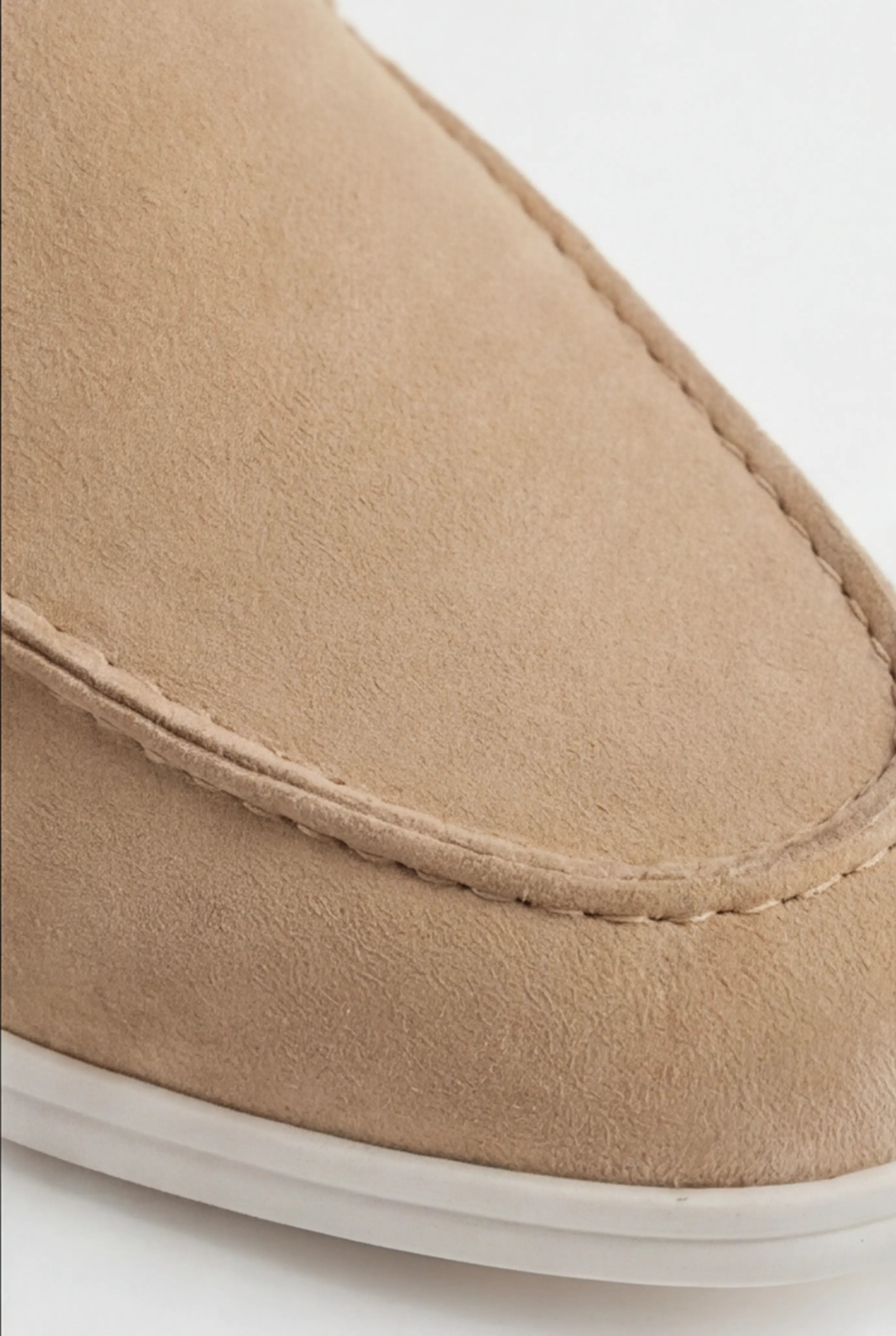 Casual Herre Loafers Slip-On – Beige PU med Ruskindslook