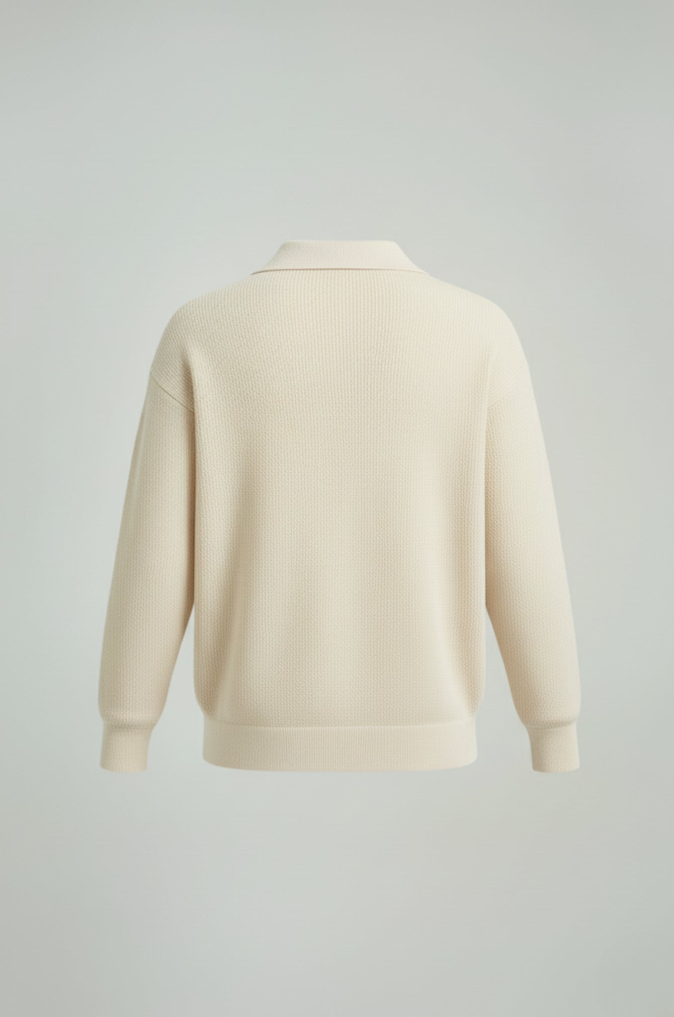Herre polo strikskjorte med lange ærmer og krave – Creme – Regular Fit - - Sweatre - Valmont Wear