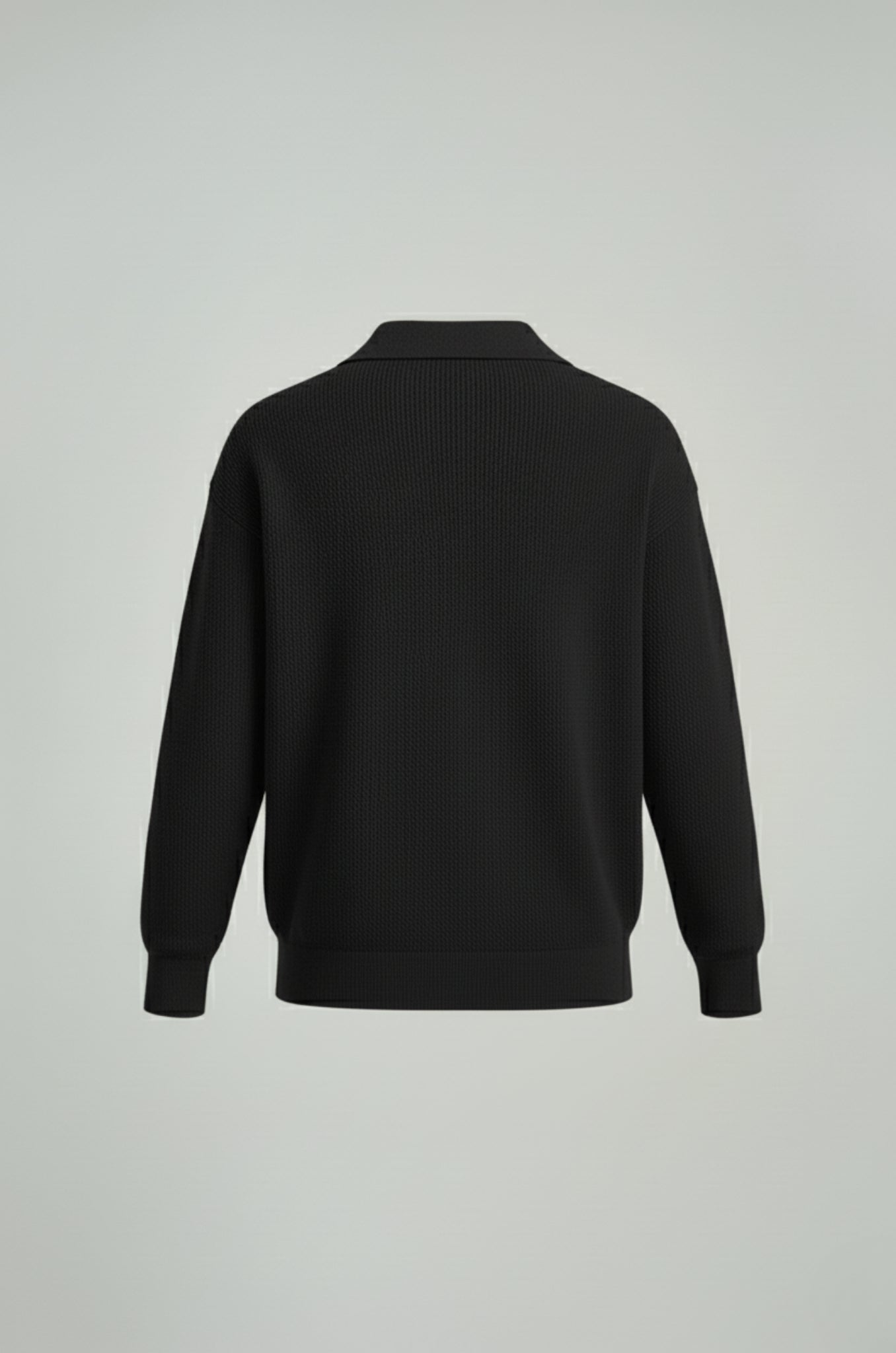 Herrestrikskjorte med lange ærmer og reverskrave – Sort – Regular Fit - - Sweatre - Valmont Wear