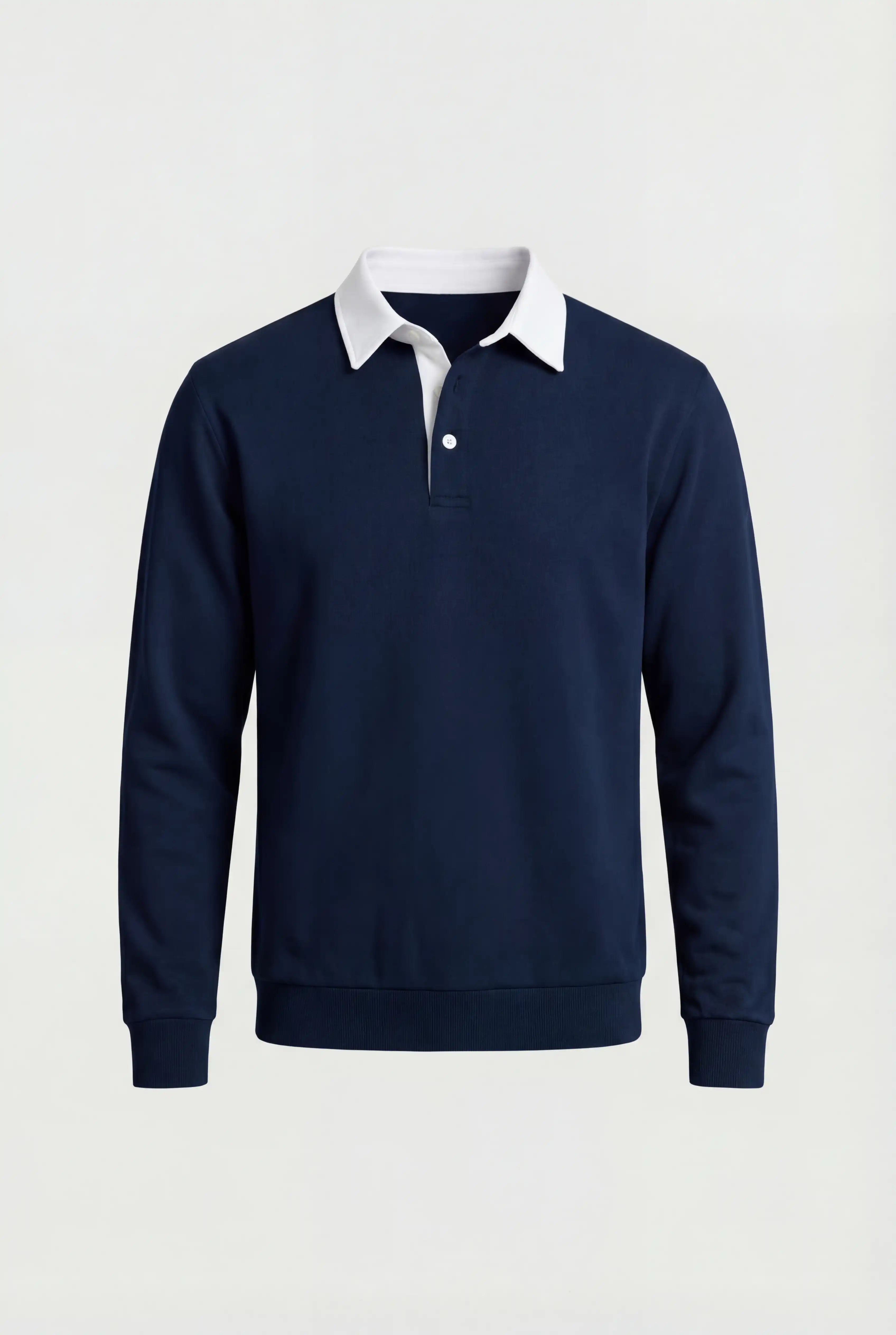 Herre Sweatshirt med Kontrastkrave og Polokrave – Mørkeblå