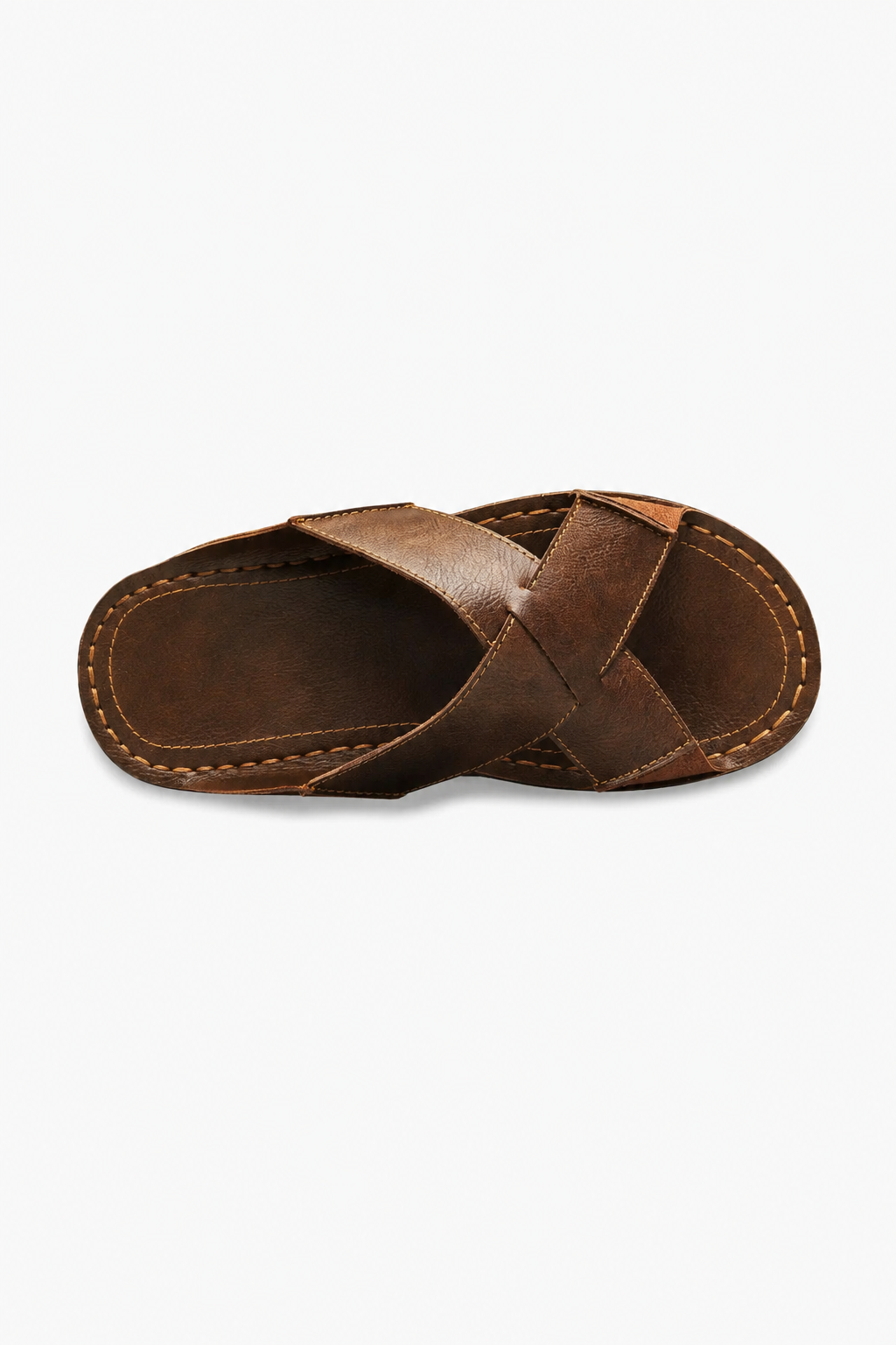 Brune Herresandaler i Læderlook – Stilfuldt Krydsrem Design - - Sko - Valmont Wear