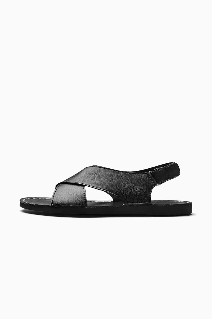 Herresandaler i Sten Læder - Krydsrem Slip-On til Sommer