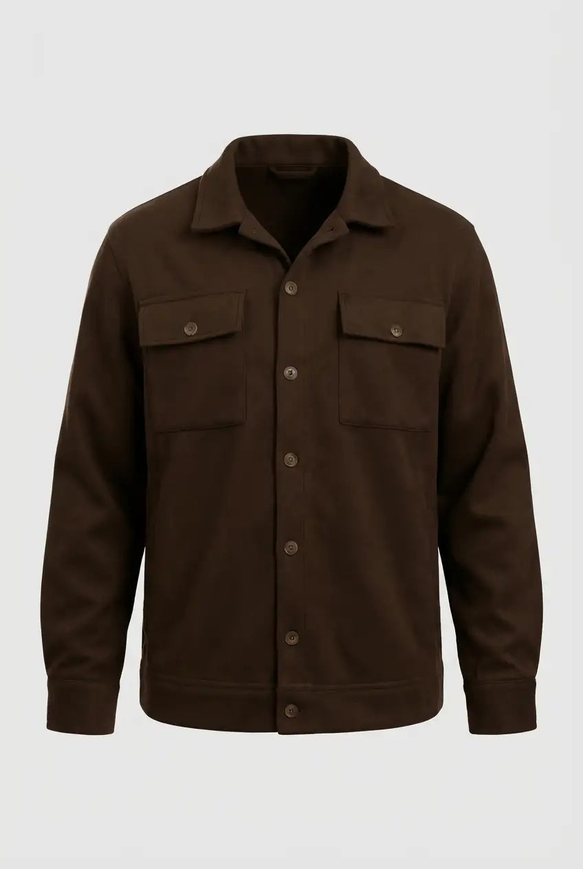 Coffee Brown Børstet Overshirt Jakke