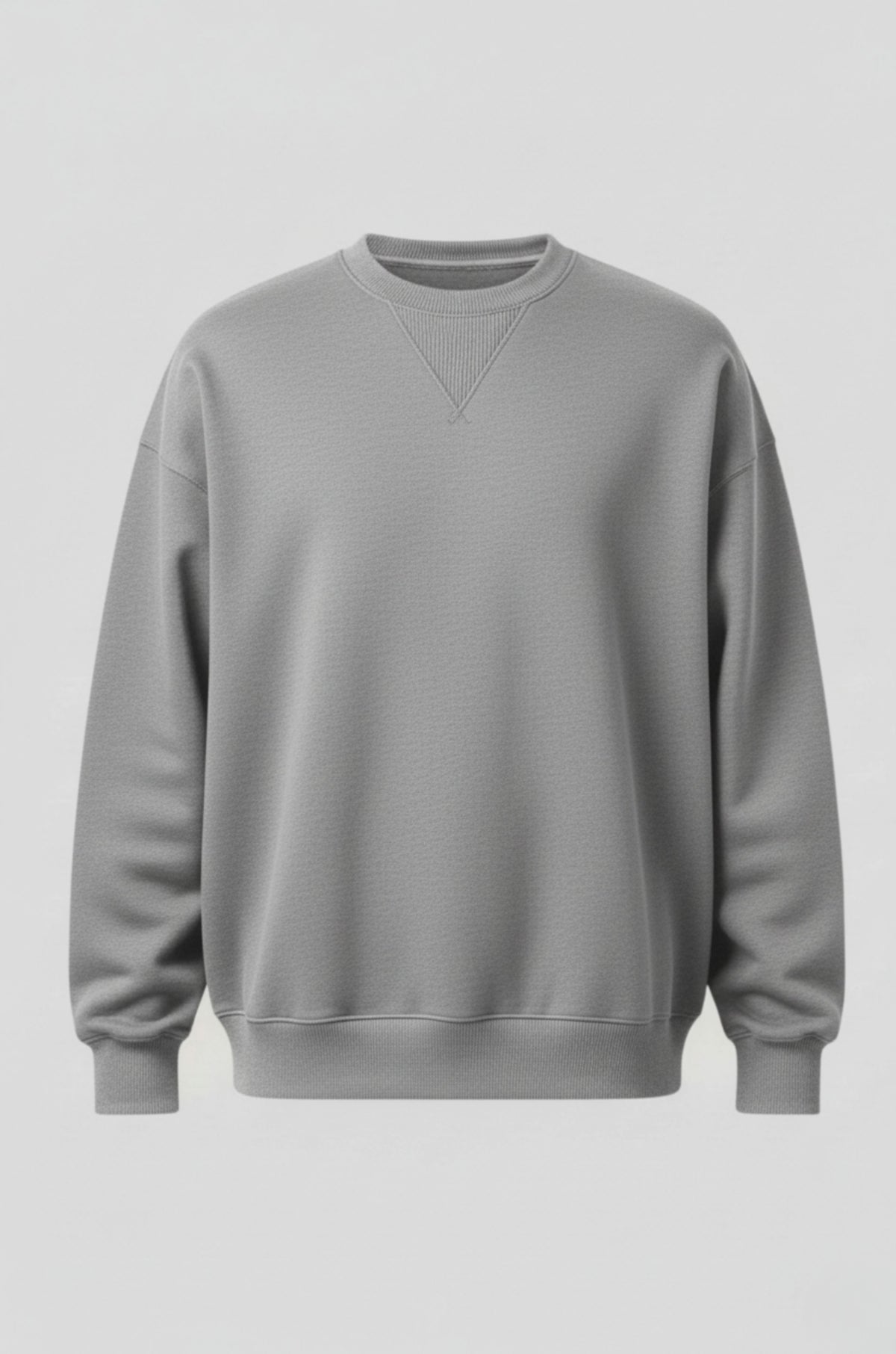Herre Heavyweight Oversized Rundhalset Striktrøje – Grå - - Sweater - Valmont Wear