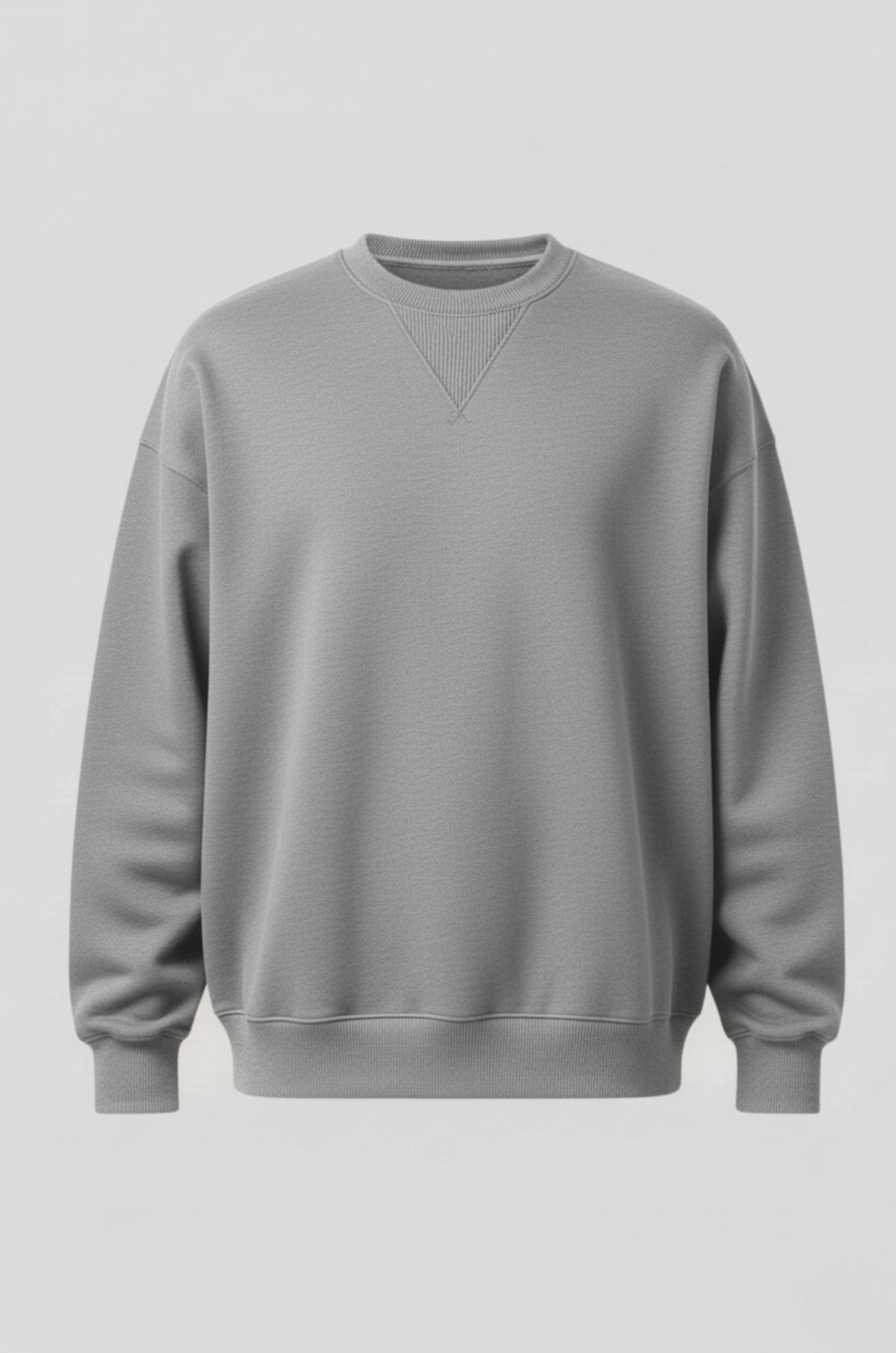 Herre Heavyweight Oversized Rundhalset Striktrøje – Grå - - Sweater - Valmont Wear