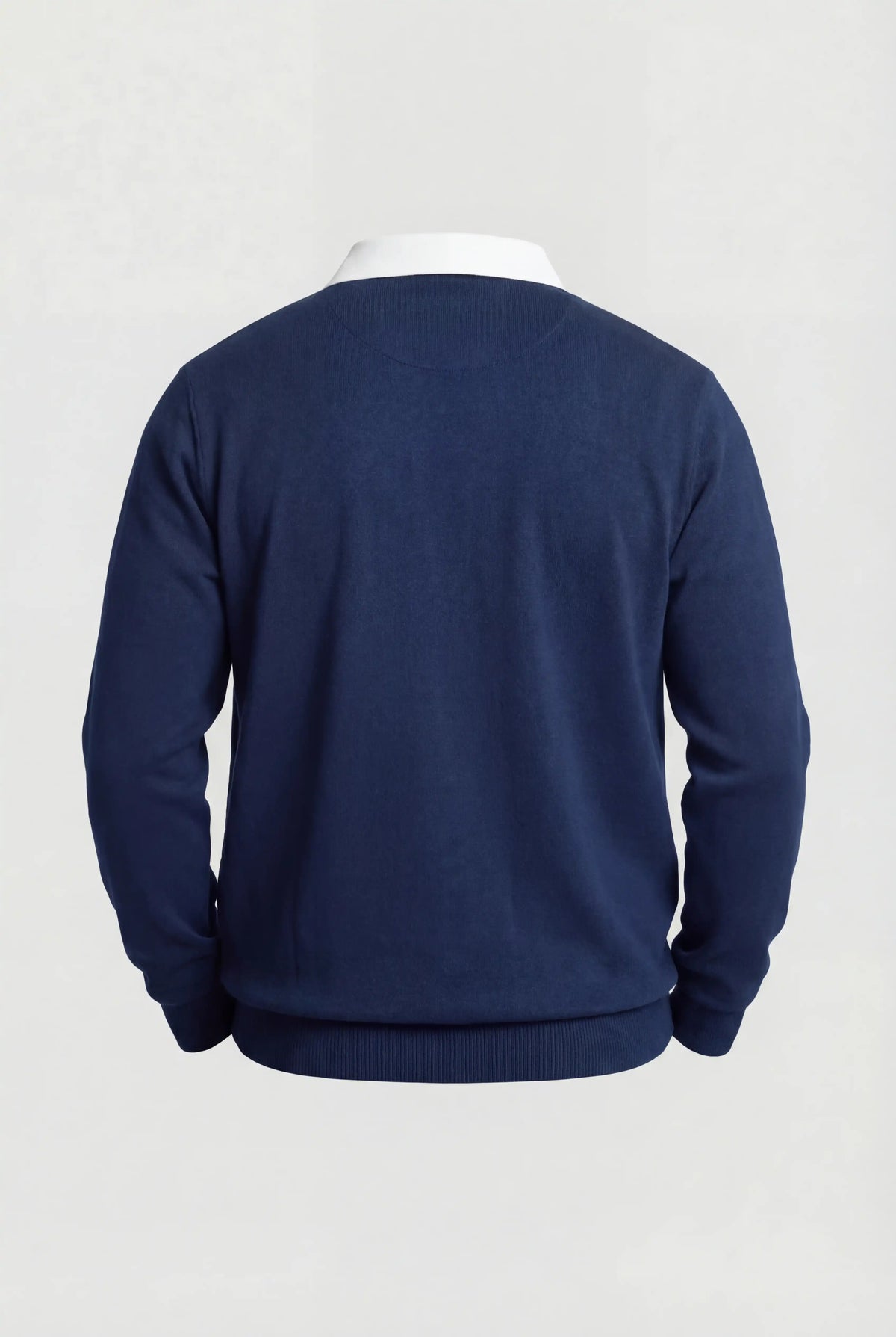 Herre Sweatshirt med Kontrastkrave og Polokrave - Mørkeblå - Striktrøje - Valmont Wear