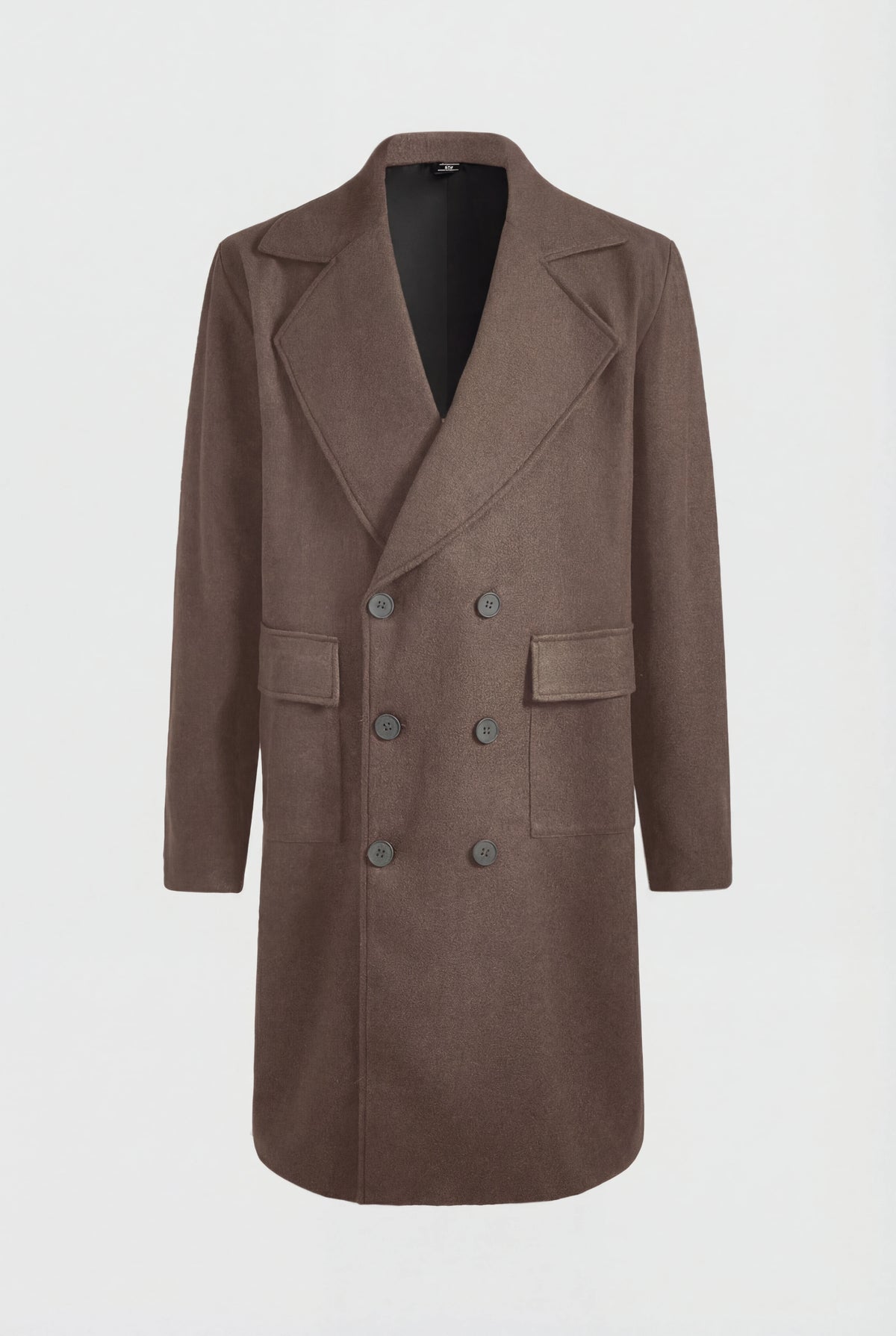 Herre dobbeltbrystet ulden frakke i brun, knælængde - Coat - Valmont Wear