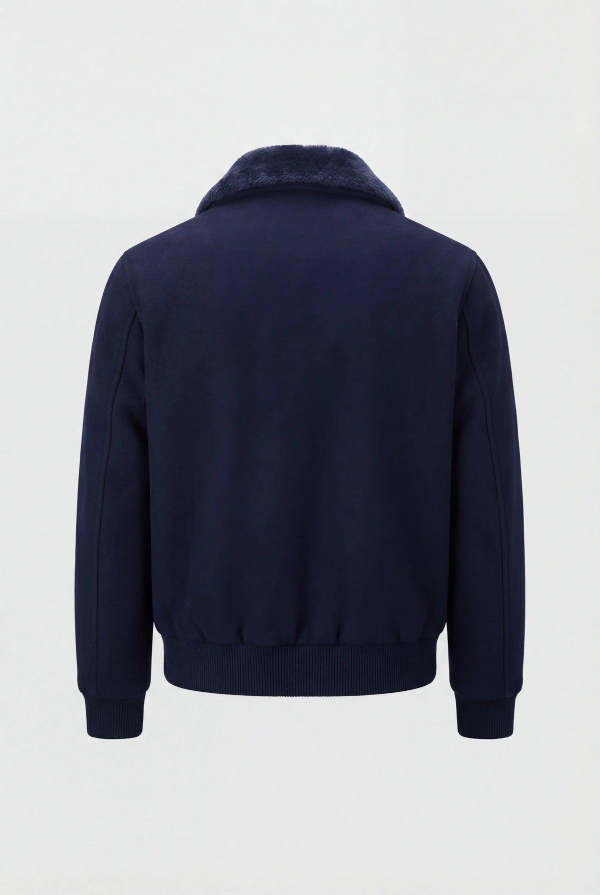 Kort herrejakke med pelsforet krave - lynlåslukning - mørk navy - Bomberjakke - Valmont Wear