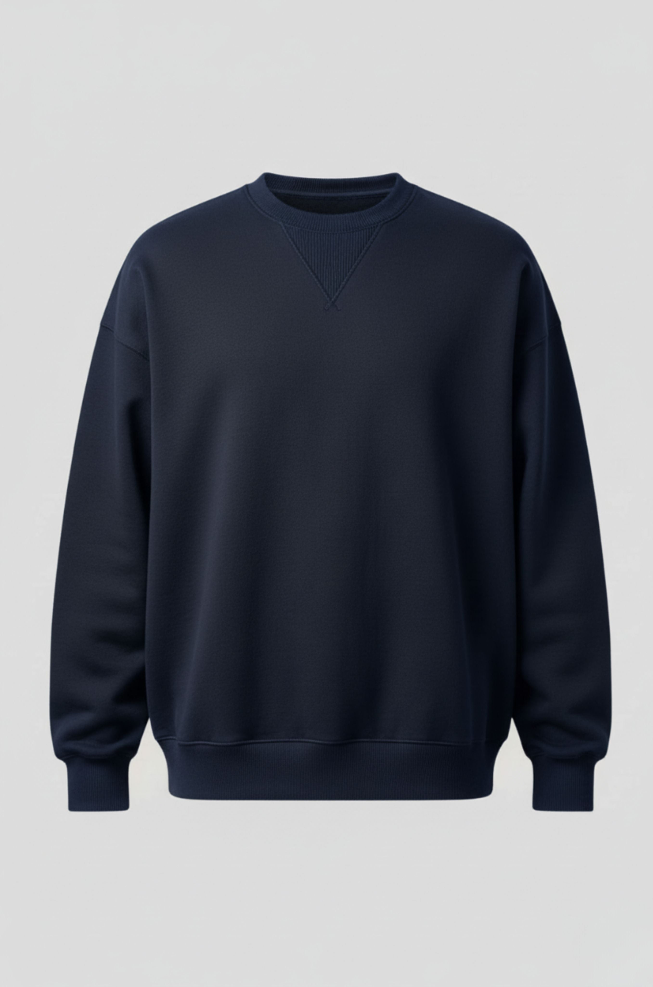 Herre Heavyweight Oversized Rundhalset Striktrøje – Marineblå - - Sweater - Valmont Wear