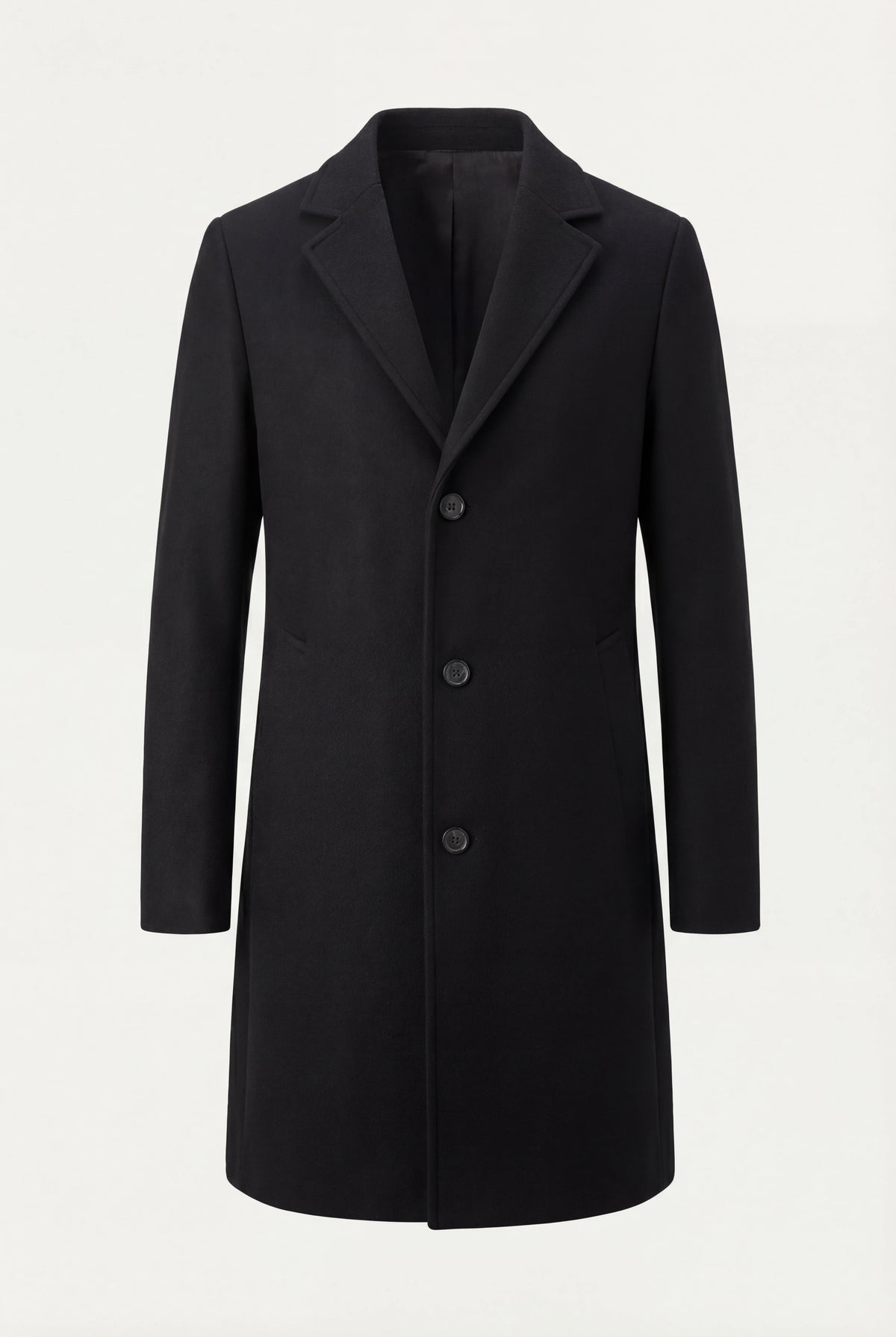 Herre enkeltradet sort frakke med revers og knaplukning - Coat - Valmont Wear