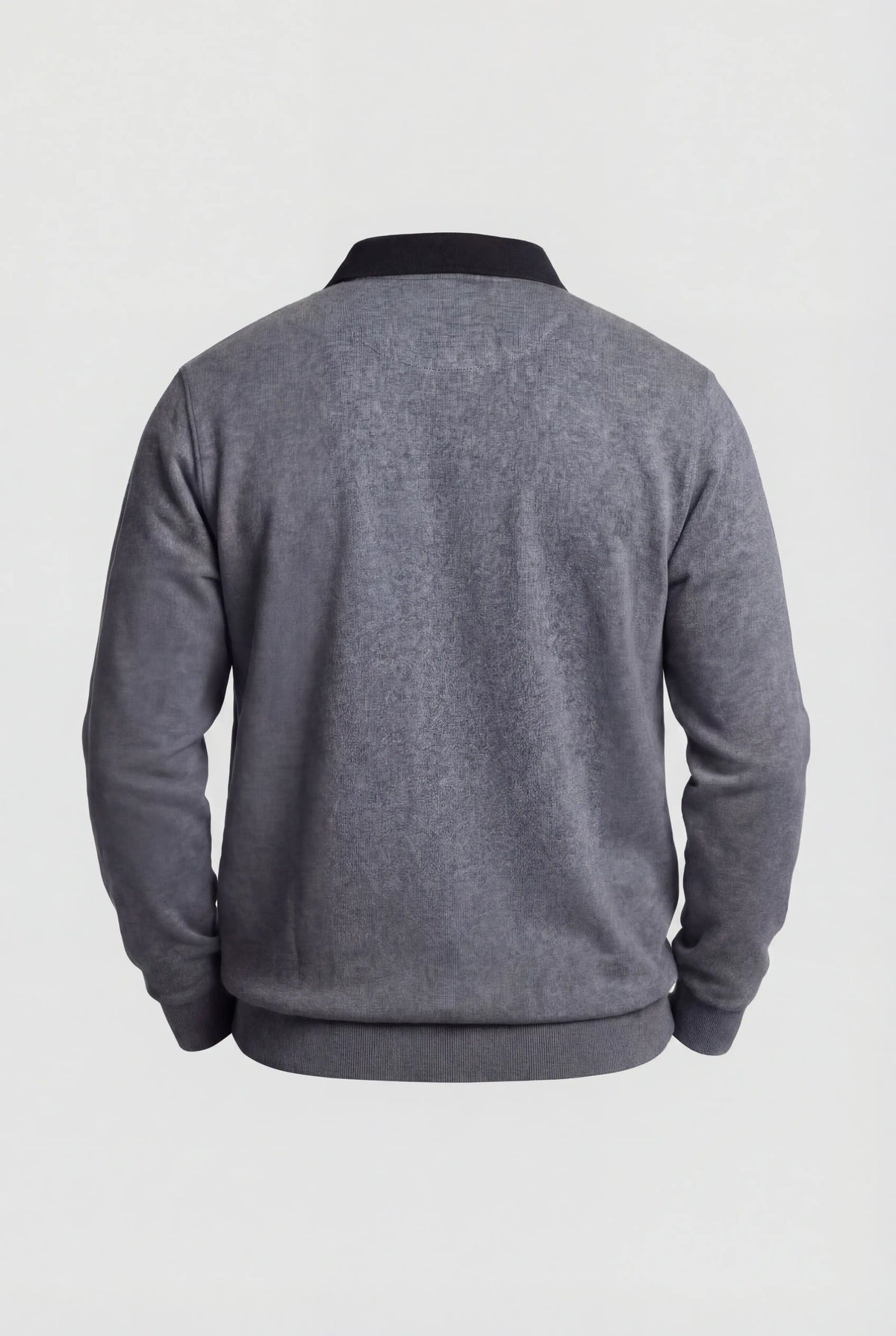 Herre Sweatshirt med Kontrastkrave og Polokrave - Grå melange - Striktrøje - Valmont Wear