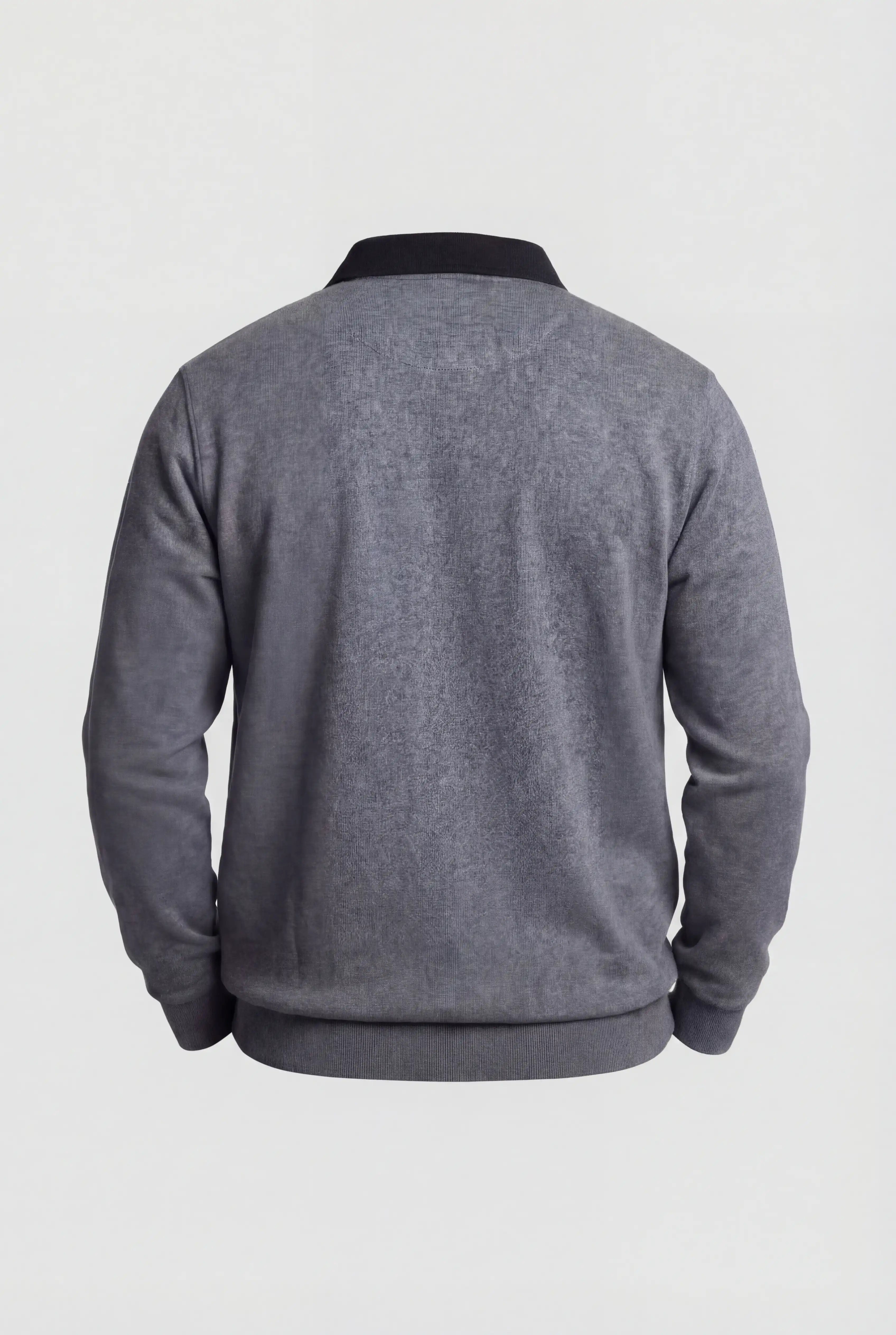 Herre Sweatshirt med Kontrastkrave og Polokrave – Grå melange