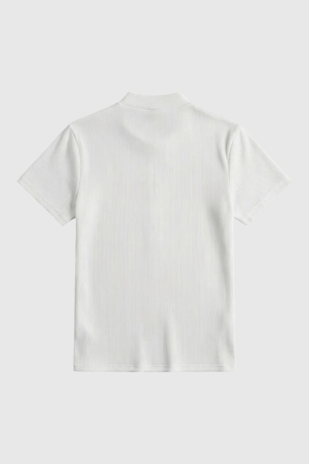 Herre Ribstrikket Mock Neck Slim Fit T-Shirt – Hvid