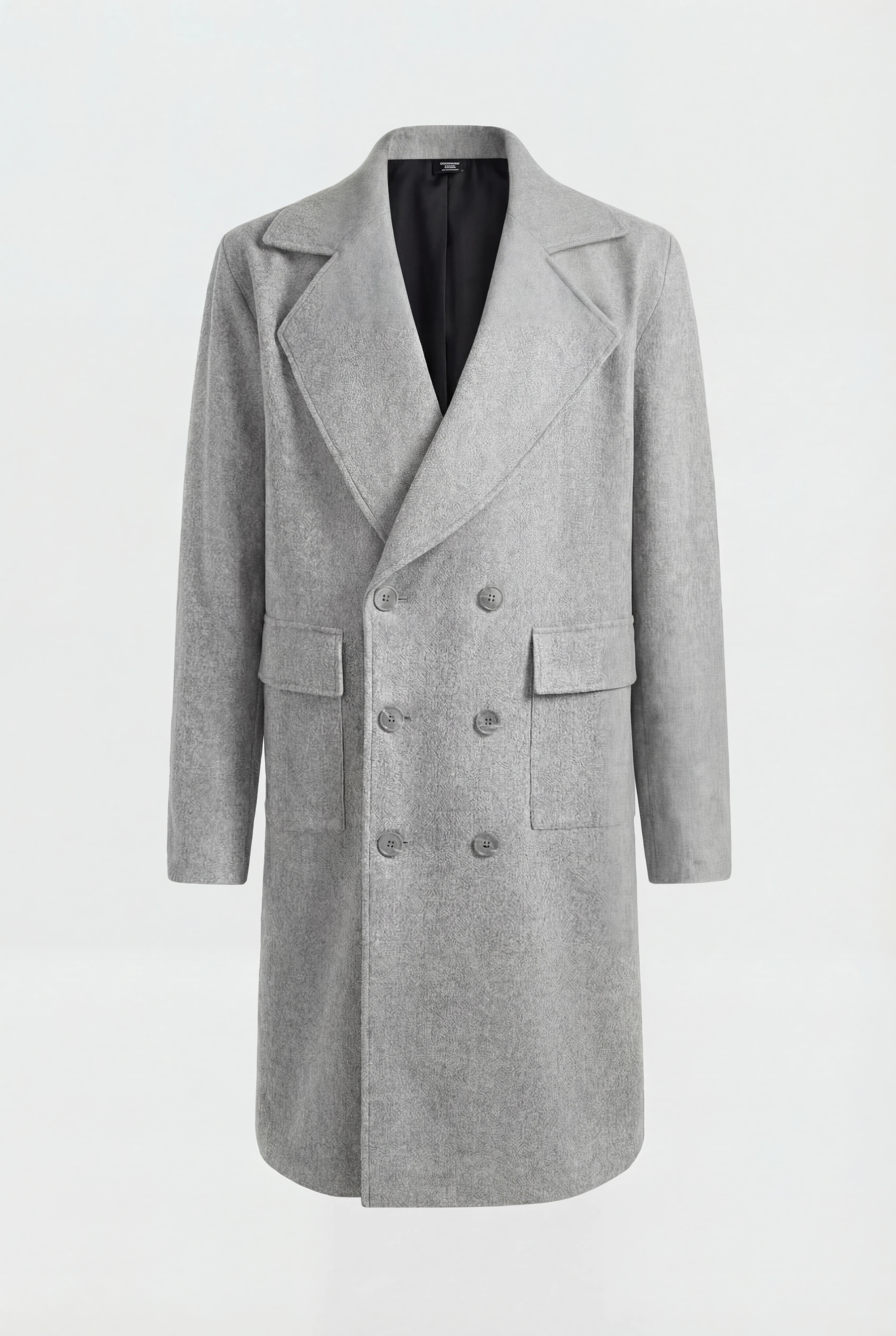Herre dobbeltradet uldfrakke, knælængde, lysegrå