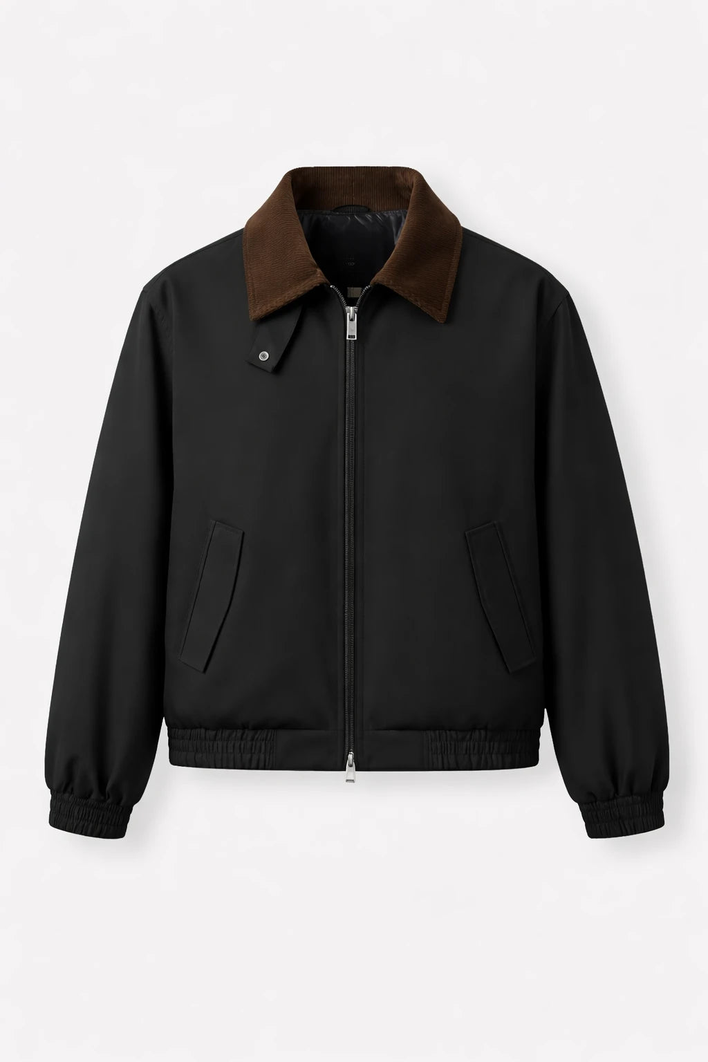 Herre kort utility-jakke med fløjlskrave – Sort