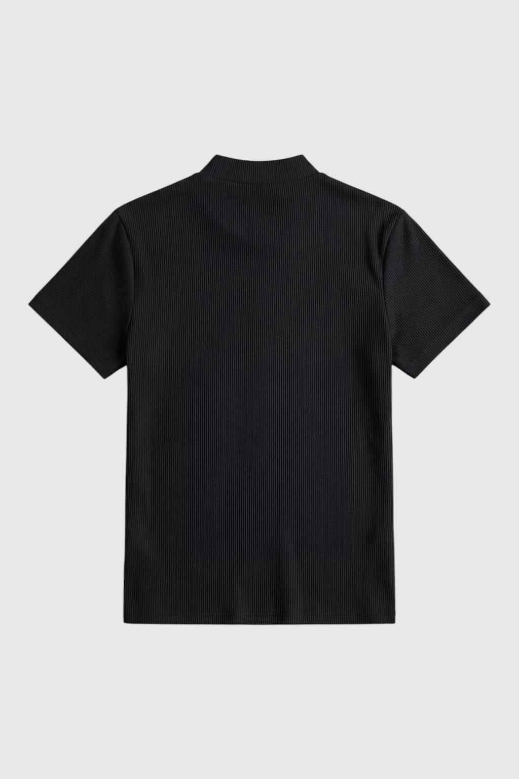 Herre Ribstrikket Mock Neck Slim Fit T-Shirt – Sort