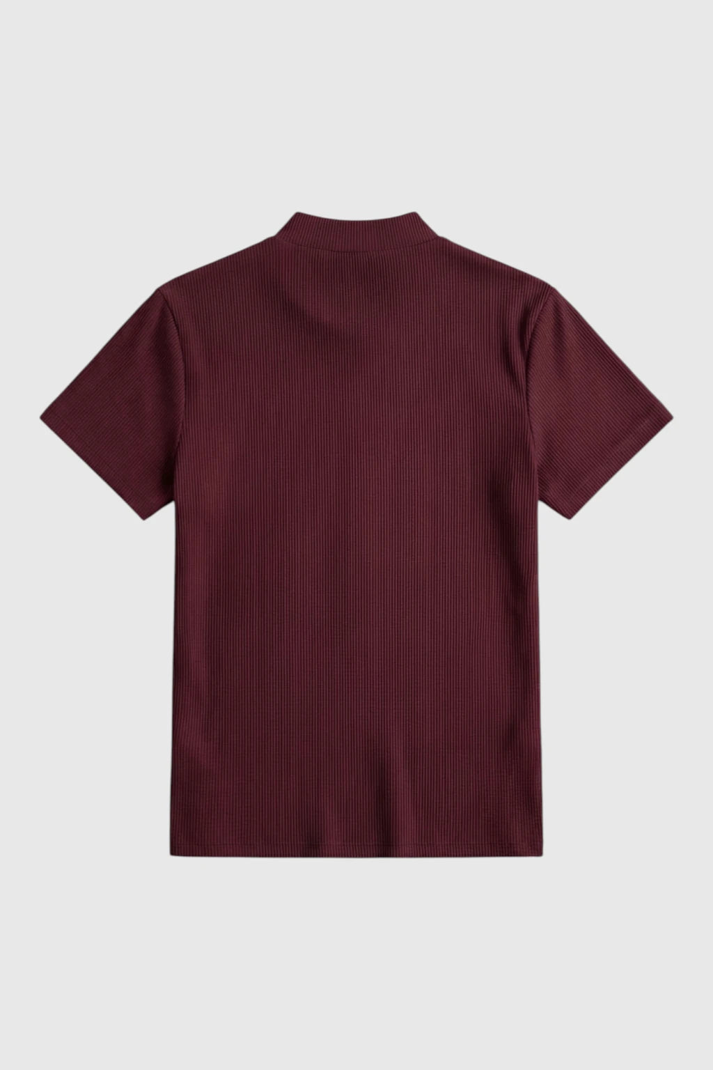 Ribstrikket Mock Neck T-Shirt Herre Slim Fit – Bordeaux