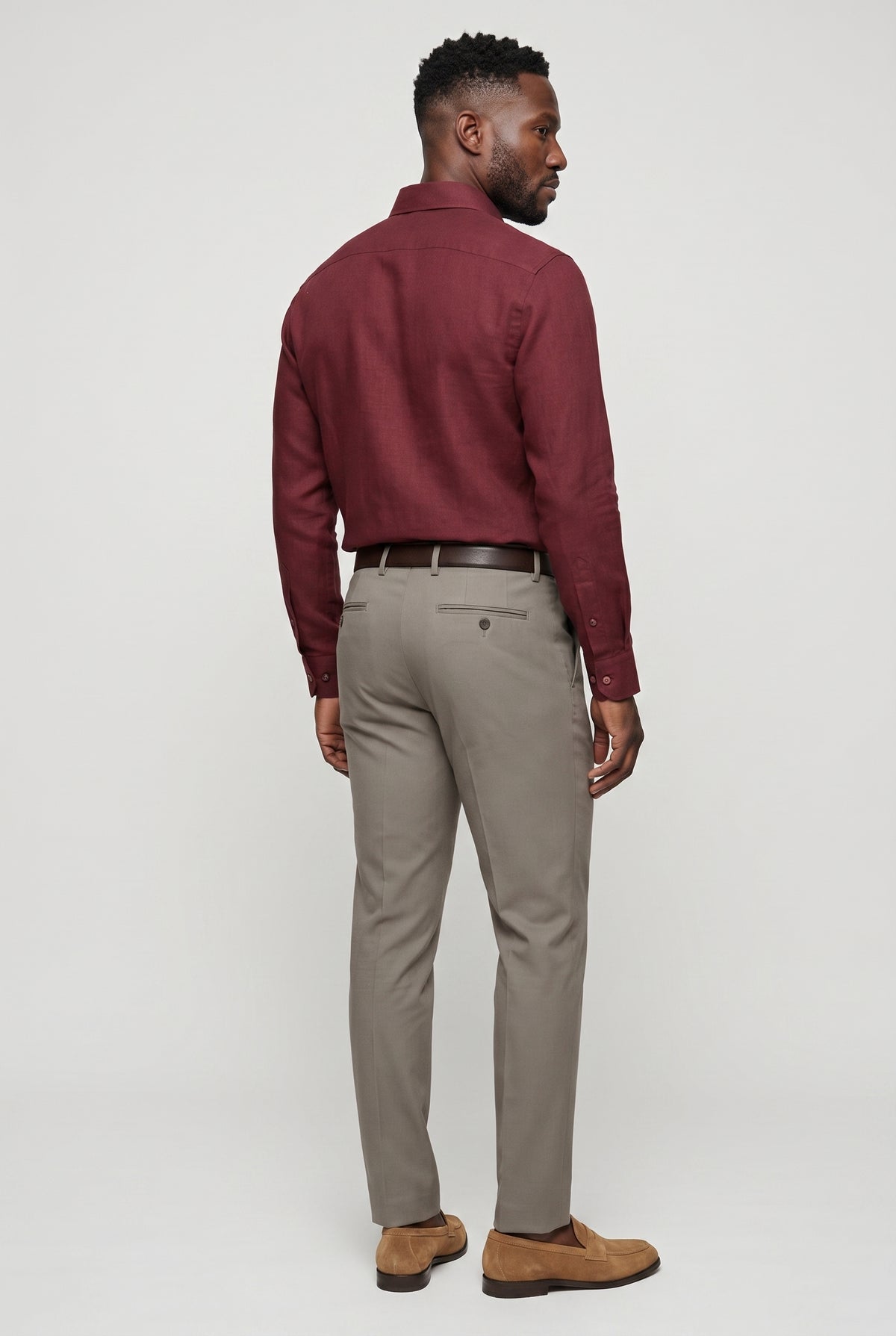 Linskjorte til Mænd - Bordeaux - Lin - Regular Fit - frame 3