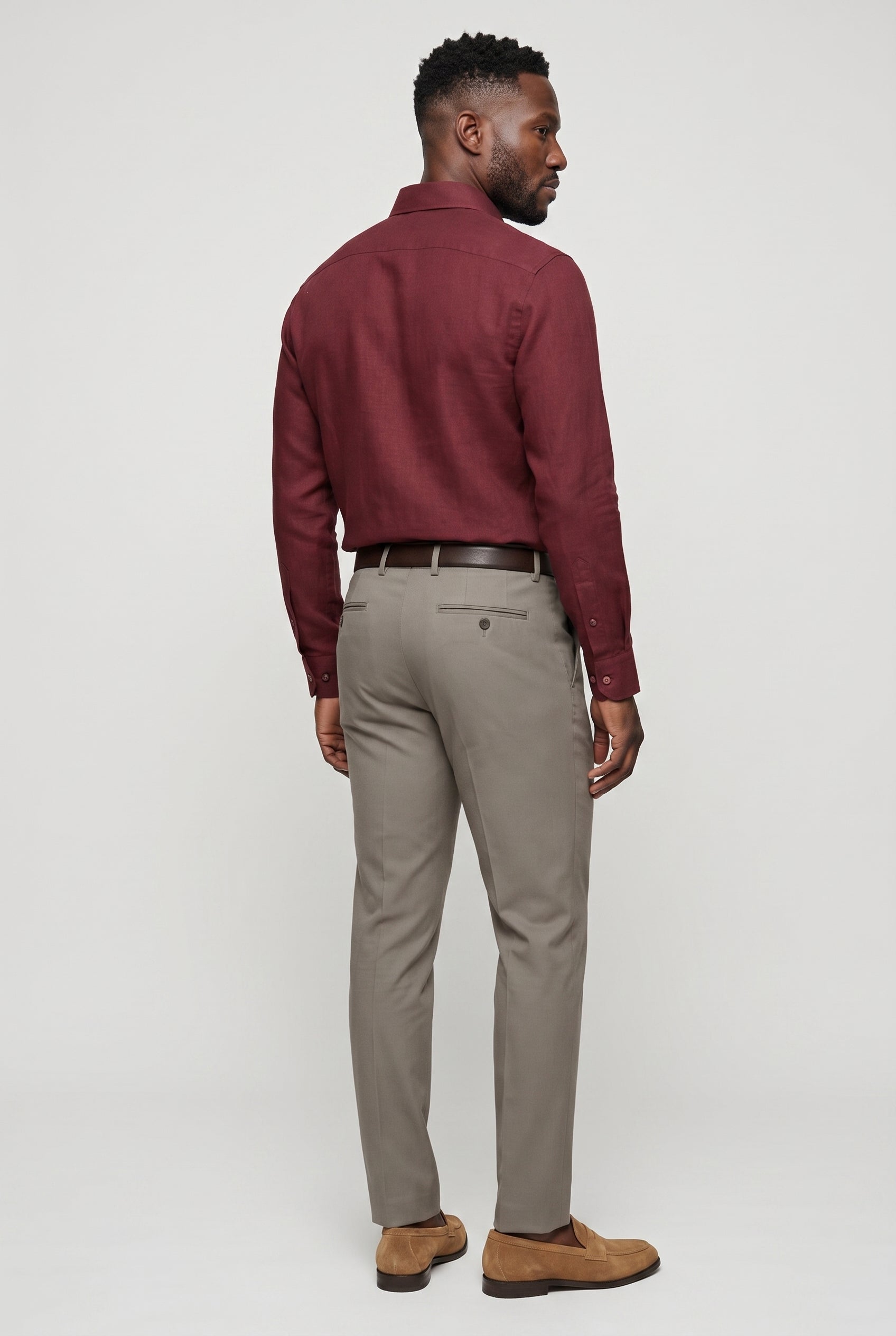 Linskjorte til Mænd - Bordeaux - Lin - Regular Fit - frame 3