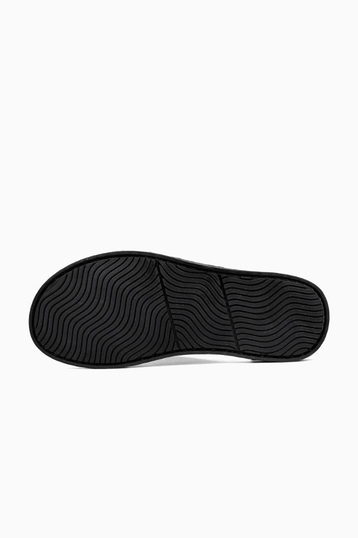 Herresandaler i Sort Læder - Slip-On Slide Komfort