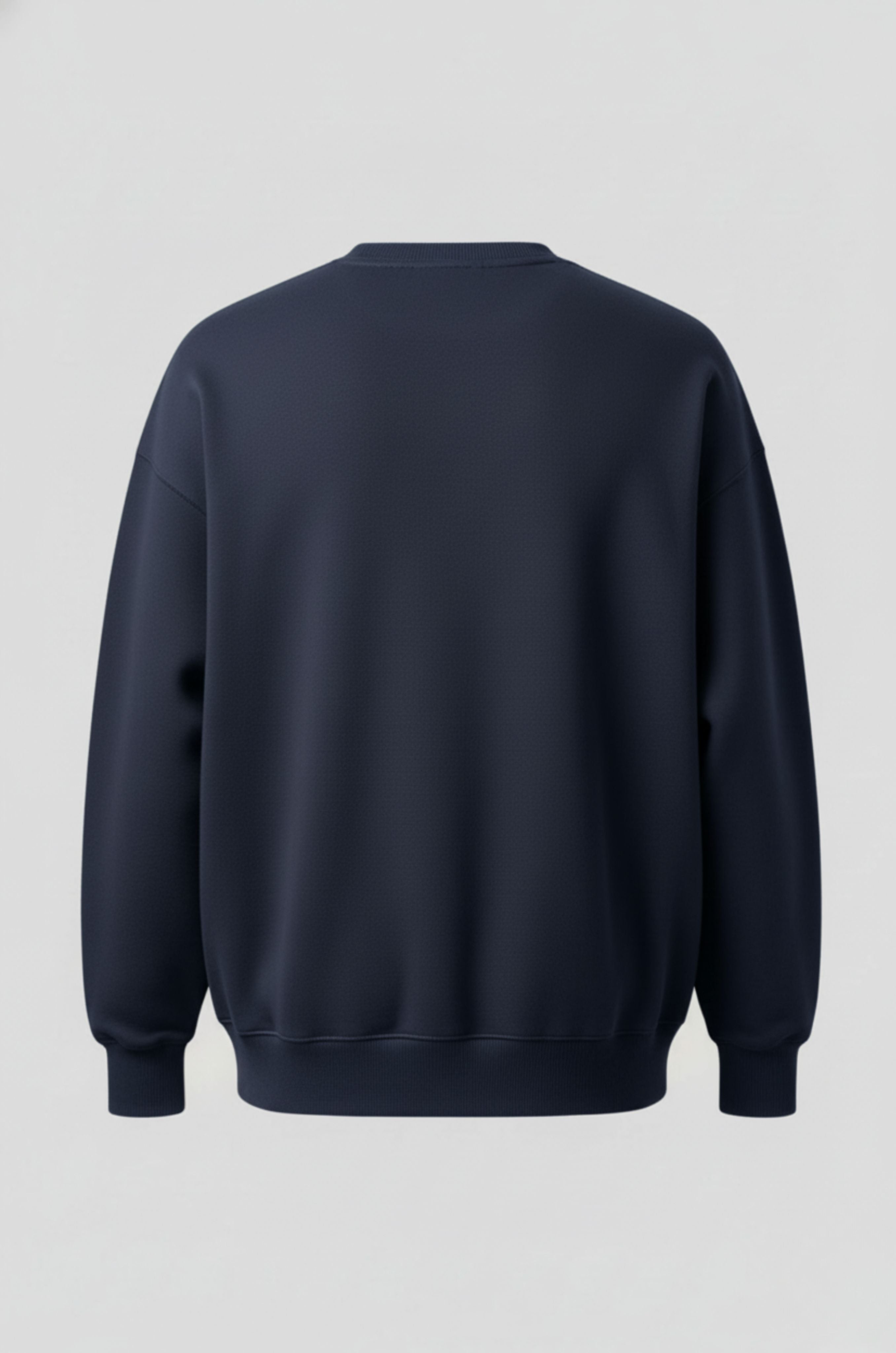 Herre Heavyweight Oversized Rundhalset Striktrøje – Marineblå - - Sweater - Valmont Wear