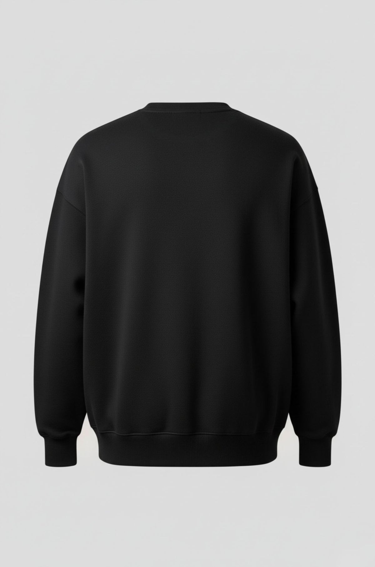 Herre Heavyweight Oversized Rundhalset Striktrøje – Sort - - Sweater - Valmont Wear