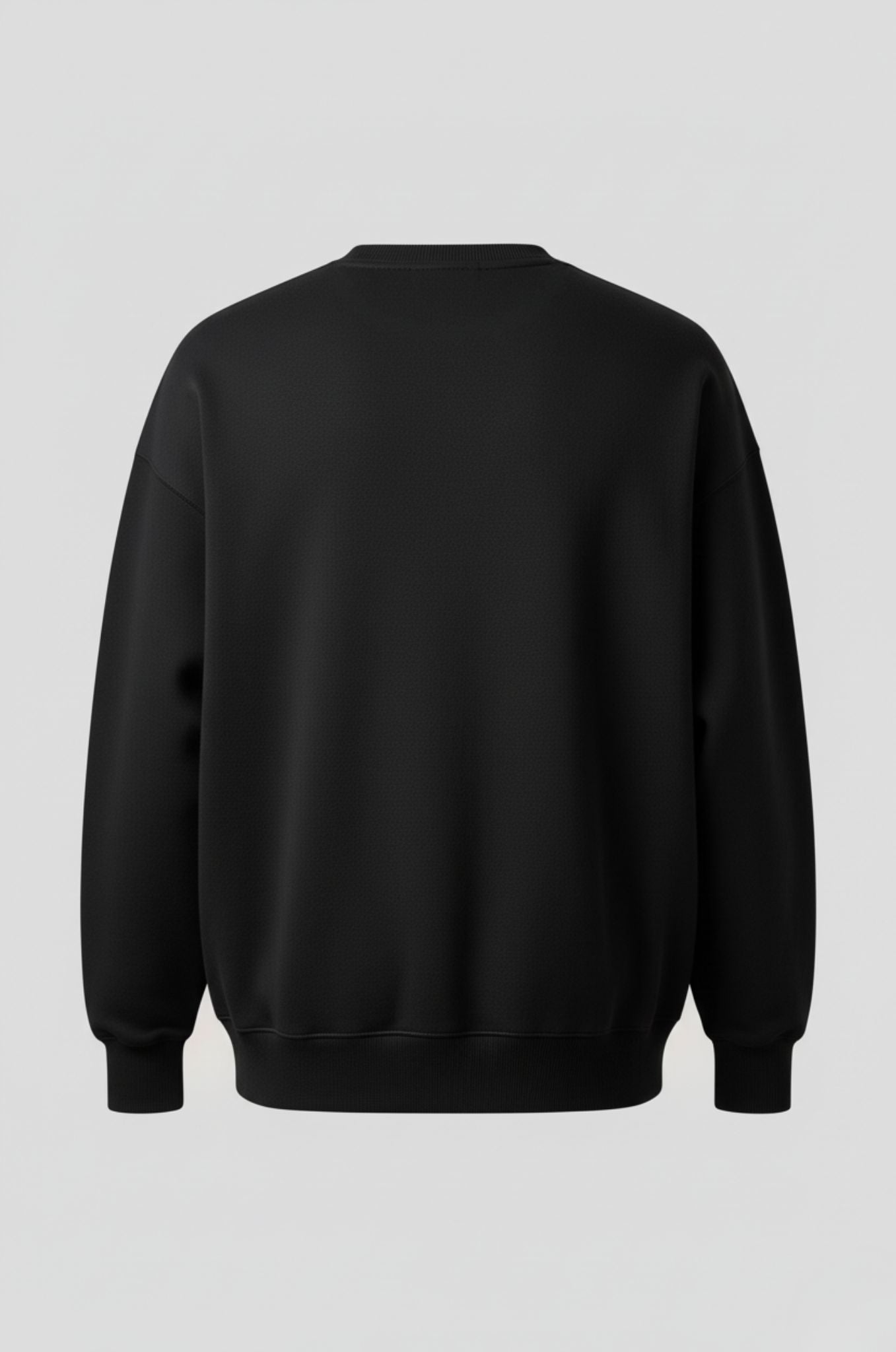 Herre Heavyweight Oversized Rundhalset Striktrøje – Sort - - Sweater - Valmont Wear