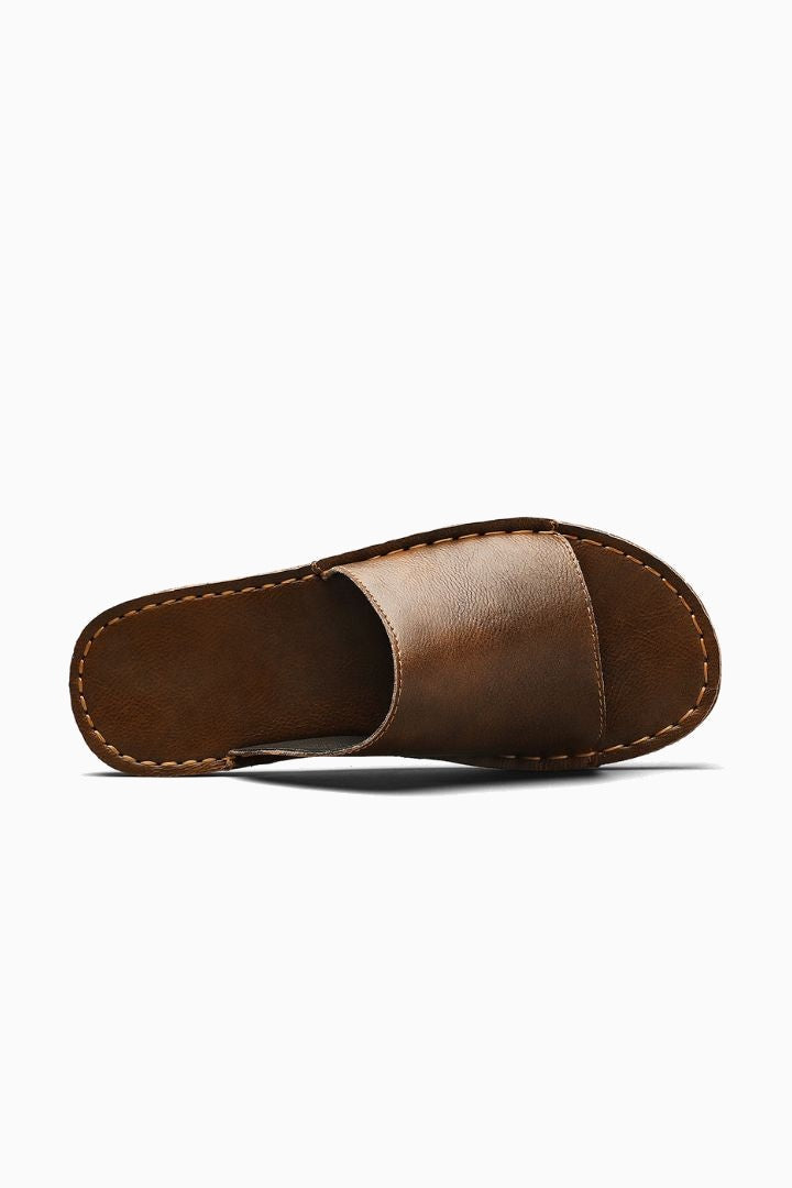 Herresandaler i Brun Læder - Minimalistisk Slide Design