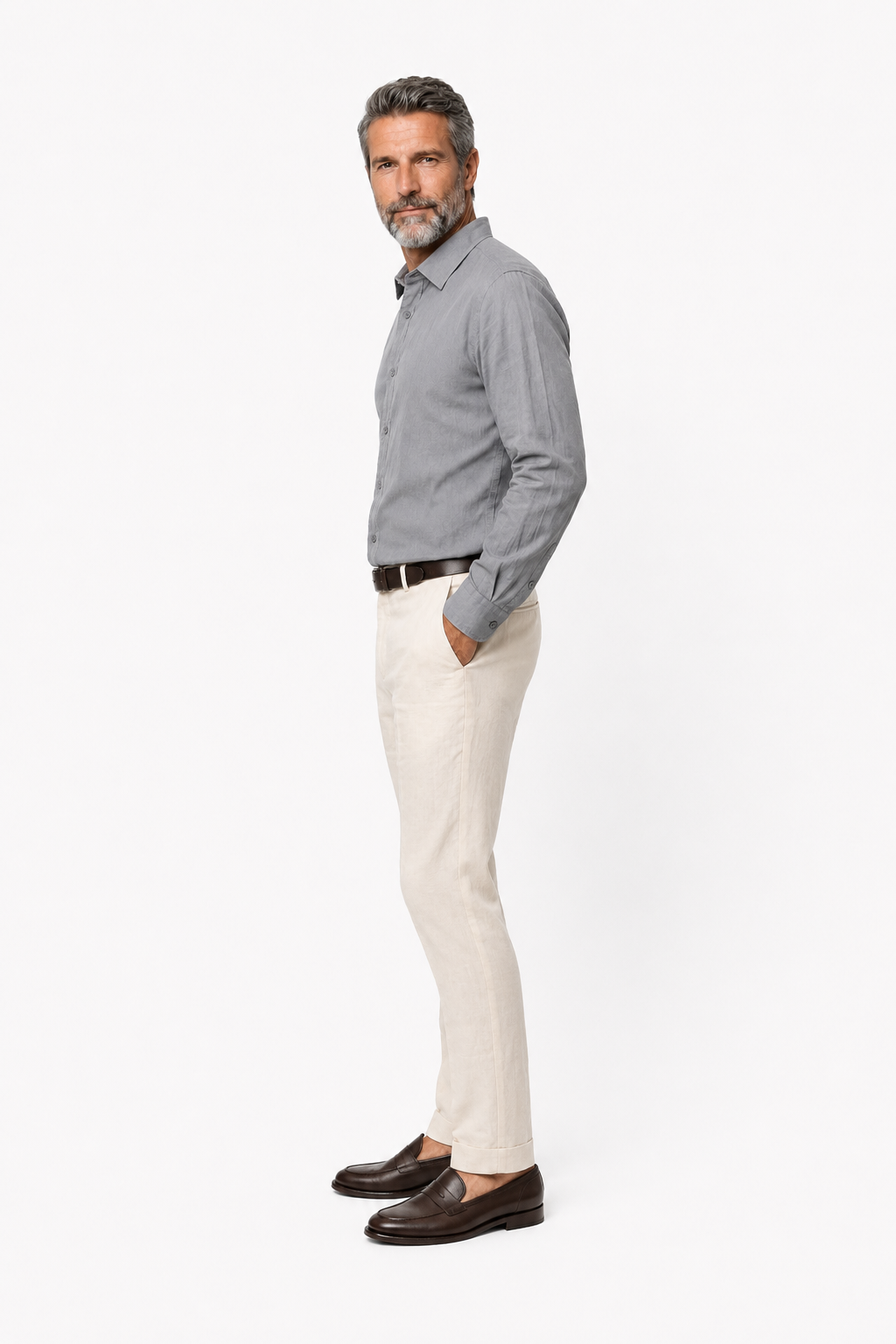 Linskjorte til Mænd - Antraciet - Lin - Regular Fit - - Linskjorte - Valmont Wear