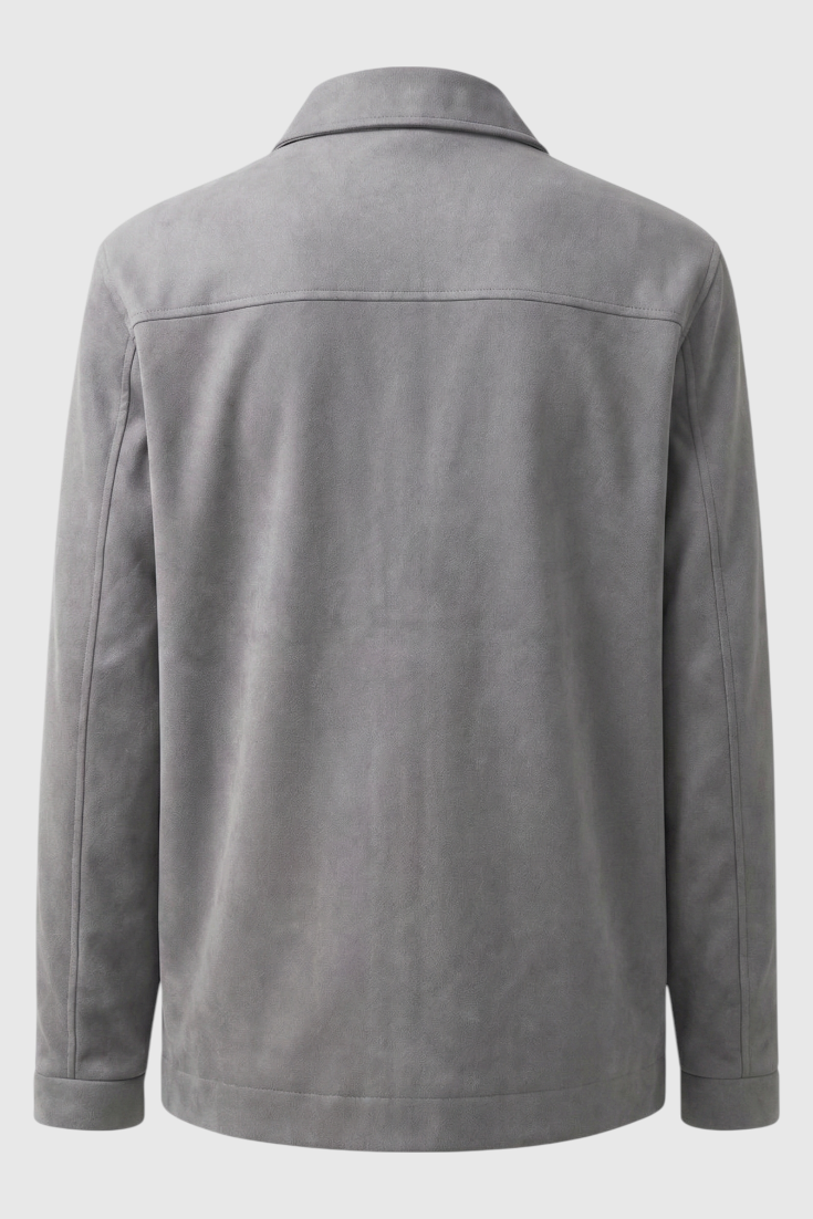 Lysegrå Suede Jakke til Mænd - Moderne Casual Jakke - Jakker - Valmont Wear