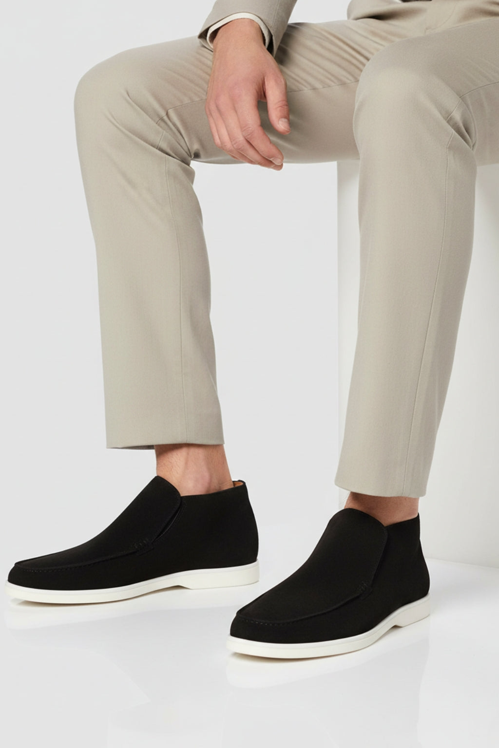 Herre Ruskinds Loafer Støvler – Slip-On Chukka Stil, Flad Hæl – Sort - - Boots - Valmont Wear