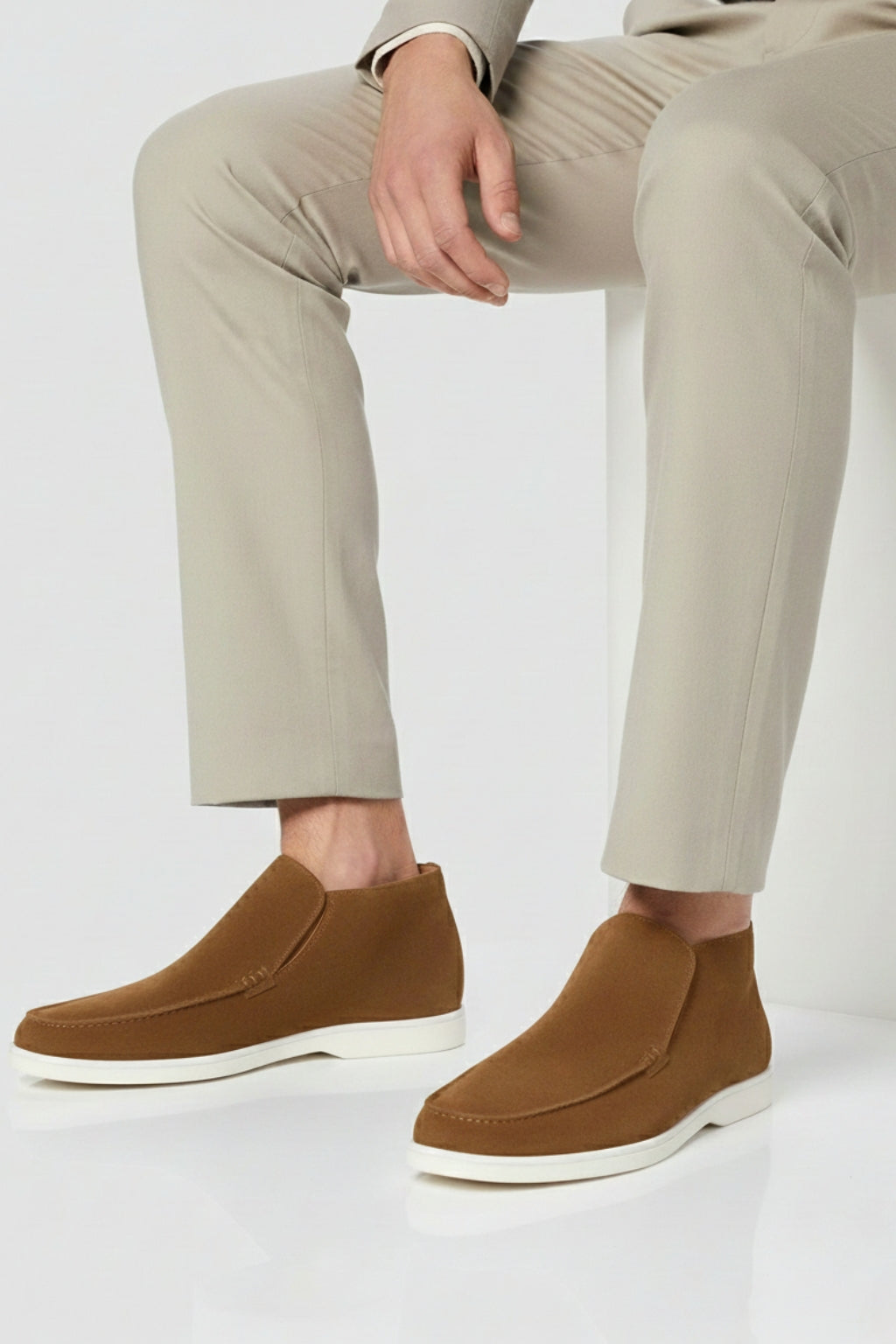 Herre Ruskinds Loafer Støvler – Slip-On Chukka Stil, Flad Hæl – Brun - - Boots - Valmont Wear
