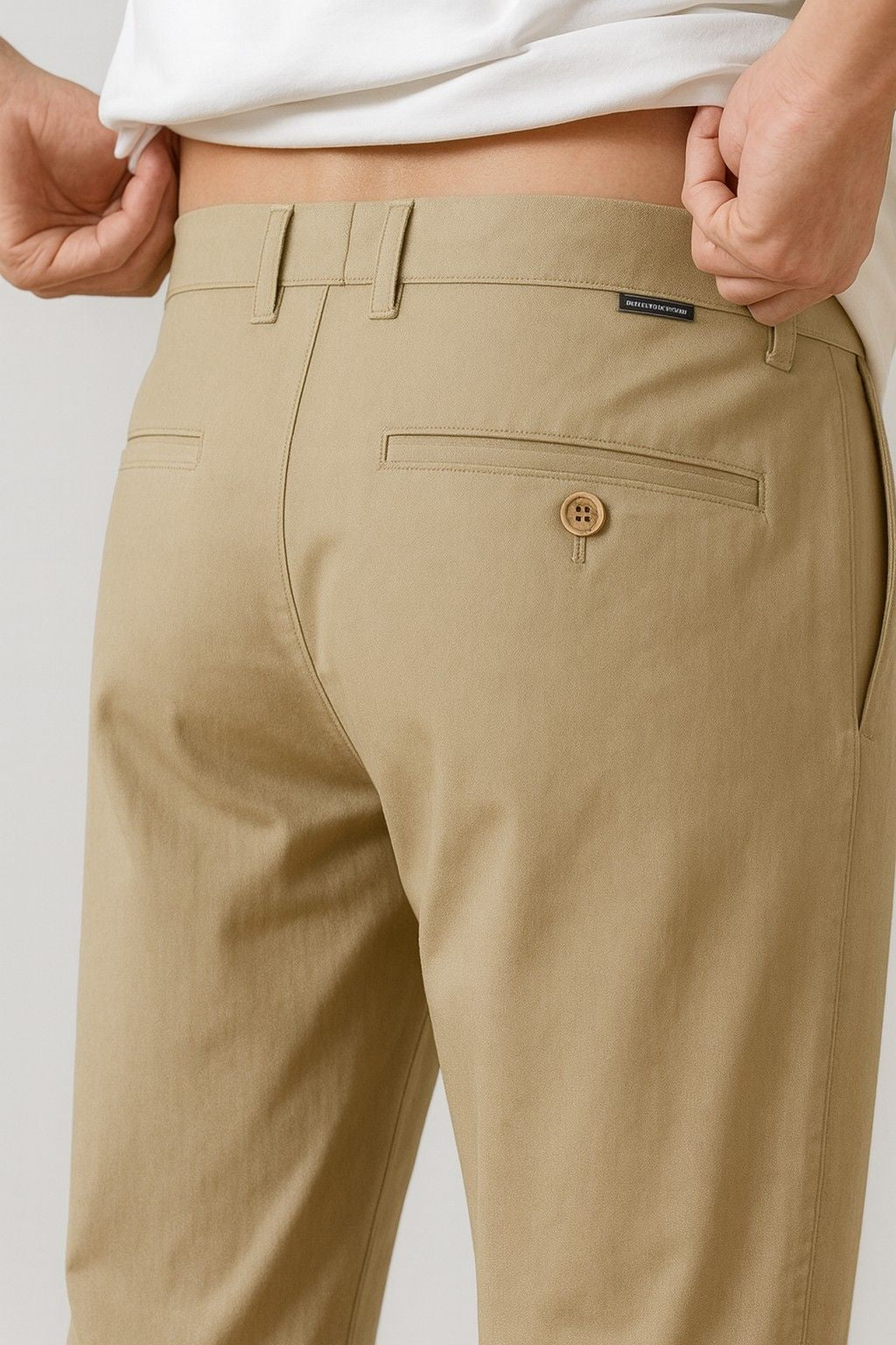 Herrebukser – Straight Fit Bomuld med Stræk – Khaki – Fire Årstider – Kontor & Casual - - Pants - Valmont Wear