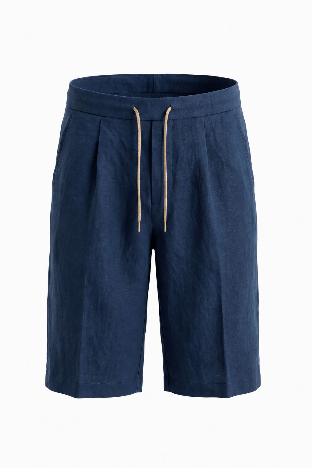 Men's Complete Summer Set - Knitted Polo, Linen Shorts & Suede Loafers - Cream & Navy